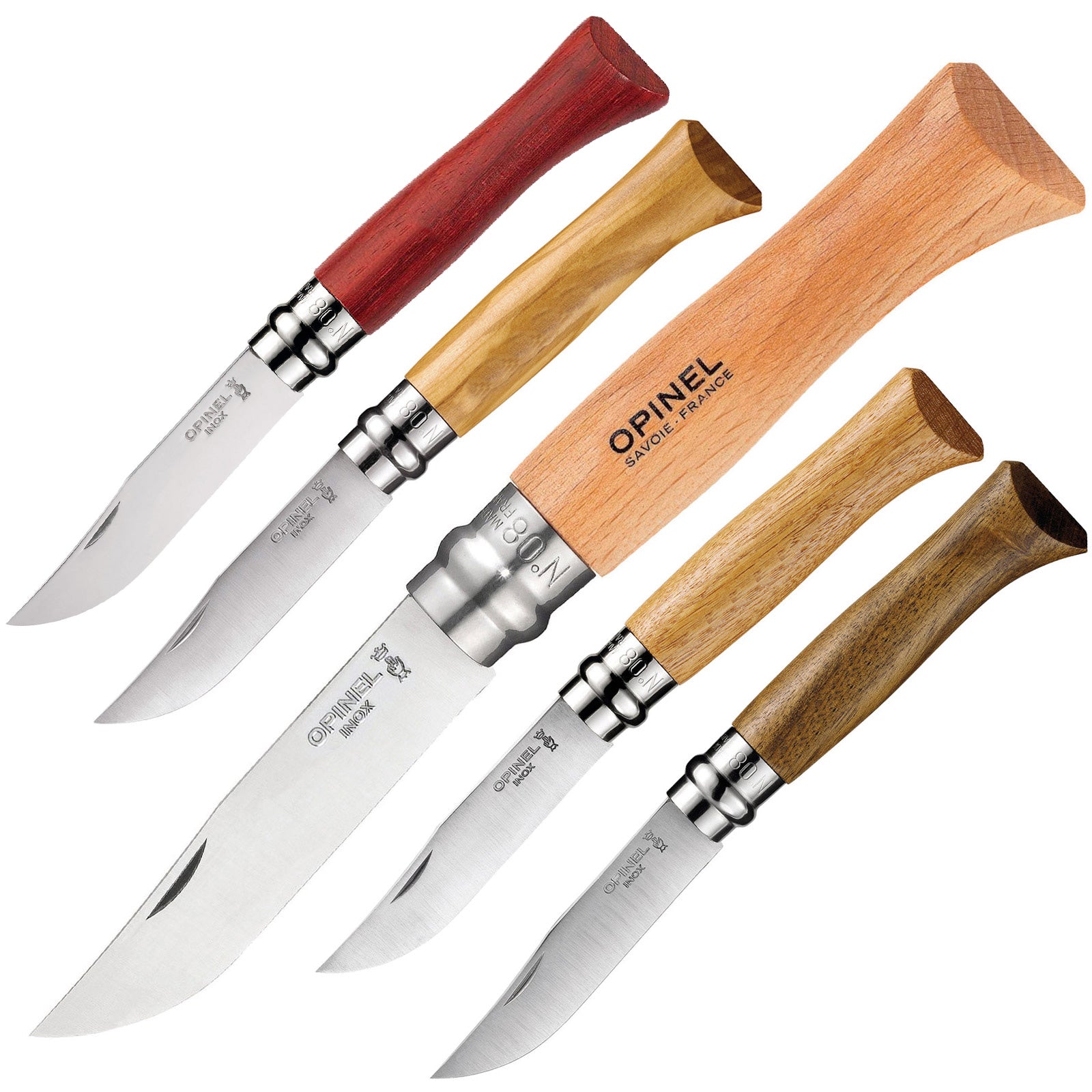 OPINEL Folding Knife No. 8 Pocket Knife Oak Olive Walnut Bubinga Steel