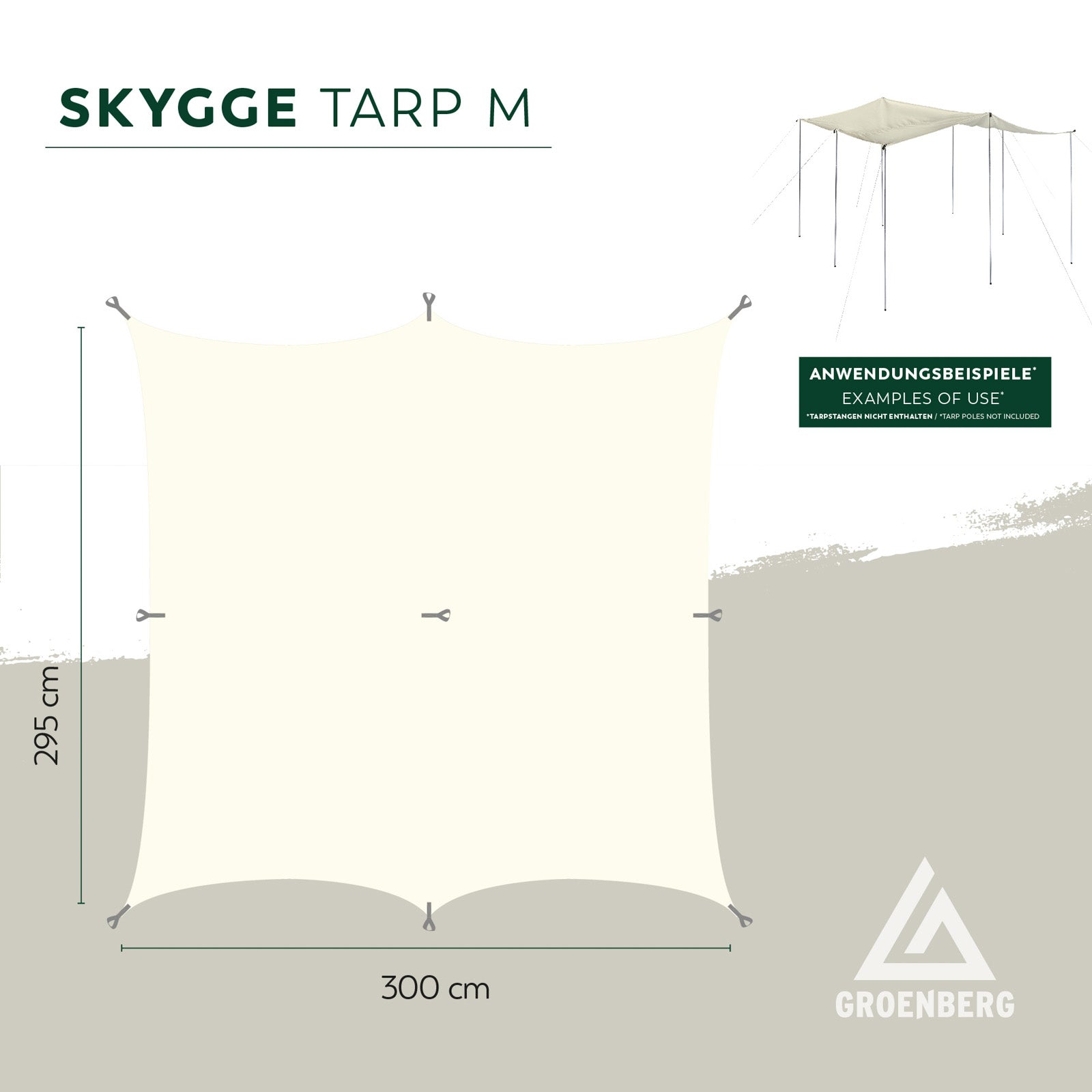 GROENBERG Tarp Skygge M Sunshade Camping Tent Wind Protection Outdoor Cotton