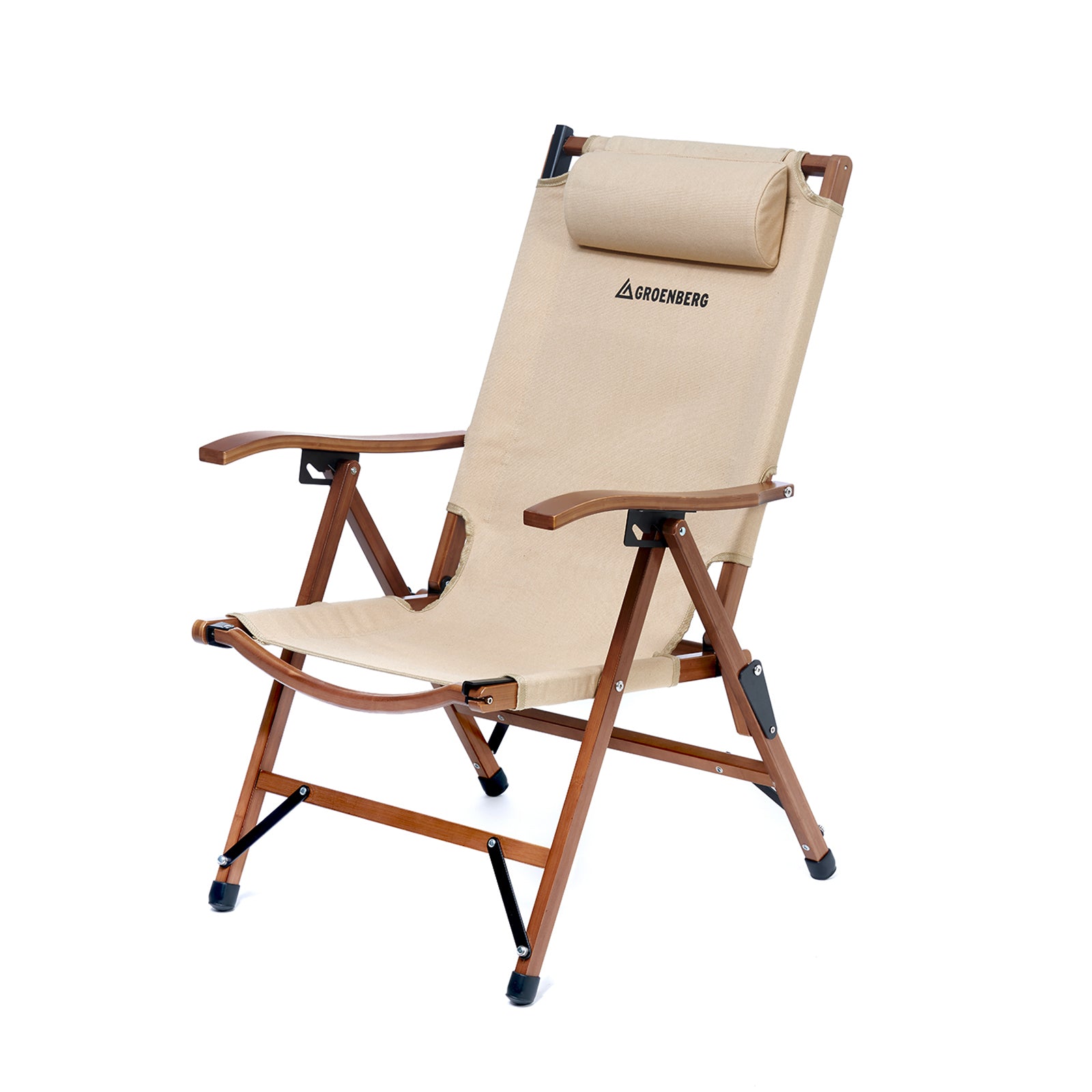 GROENBERG Klappstuhl Skogen Retro Campingstuhl Faltstuhl Stuhl Verstellbar Holz