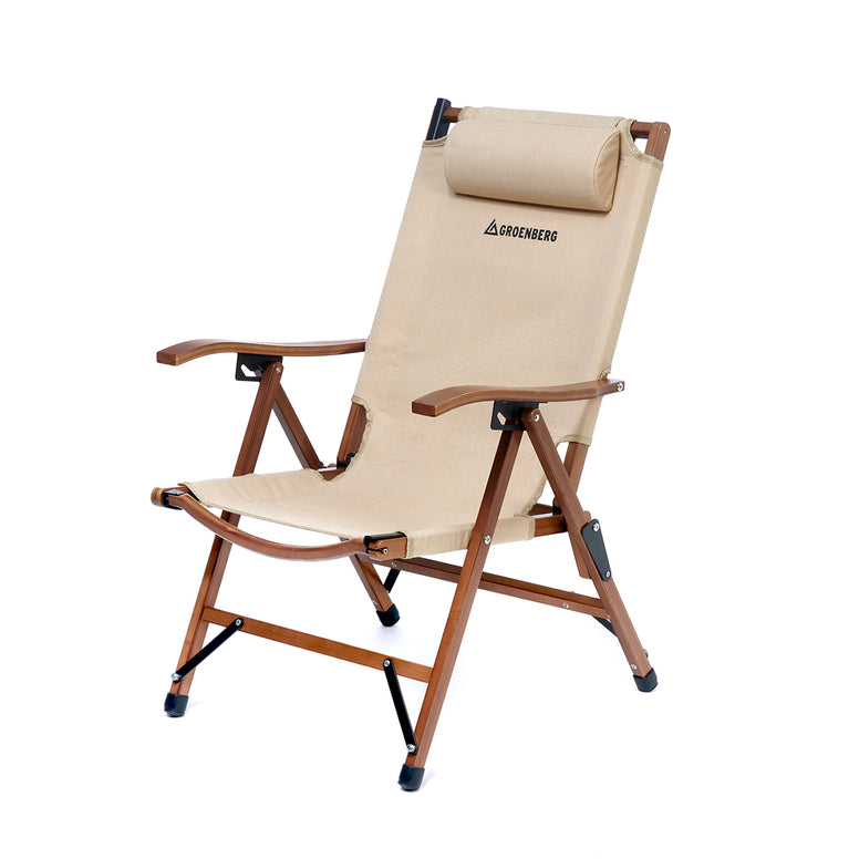 GROENBERG Klappstuhl Skogen Retro Campingstuhl Faltstuhl Stuhl Verstellbar Holz