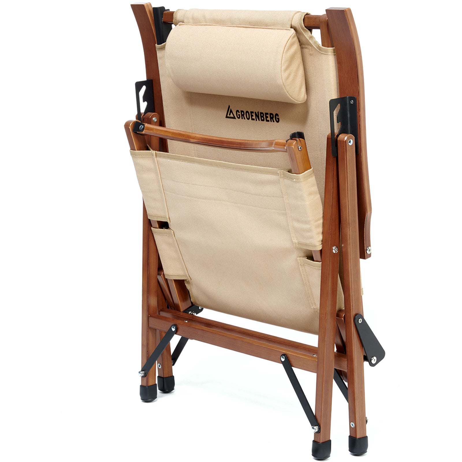 GROENBERG Klappstuhl Skogen Retro Campingstuhl Faltstuhl Stuhl Verstellbar Holz