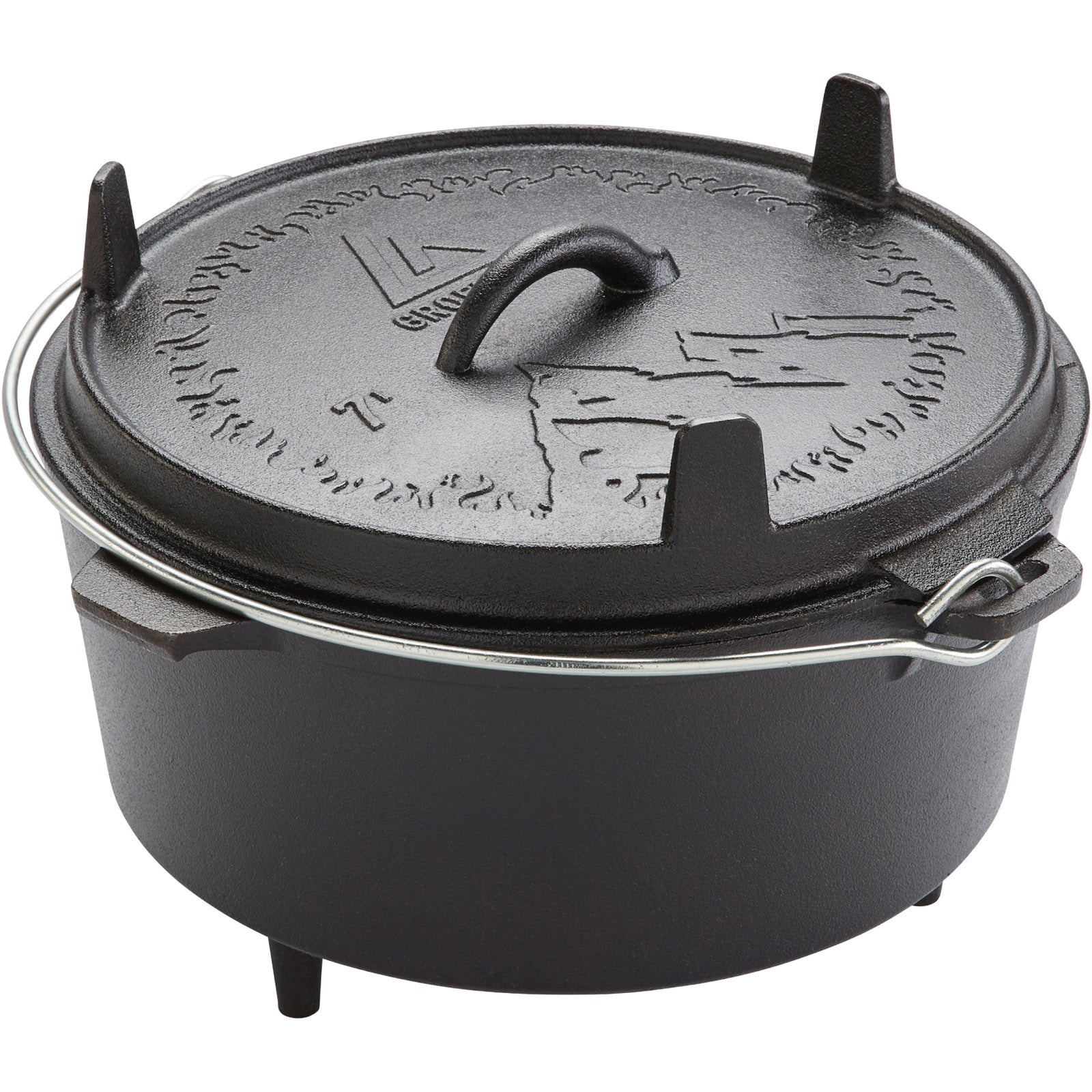 GROENBERG Fire Pot Askja Pot 7 L Cooking Pot Dutch Oven Camping Outdoor Cast Iron
