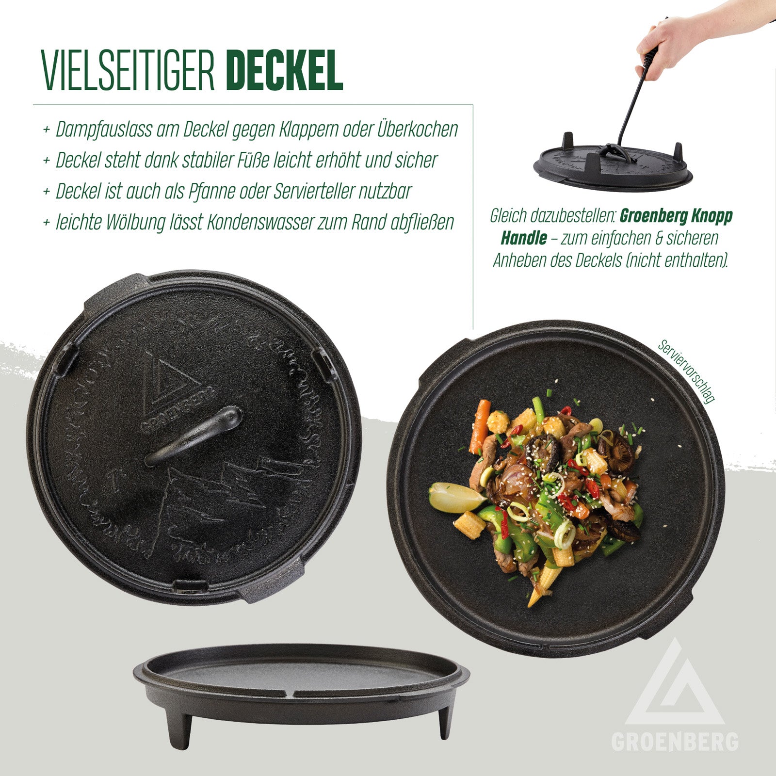 GROENBERG Fire Pot Askja Pot 7 L Cooking Pot Dutch Oven Camping Outdoor Cast Iron