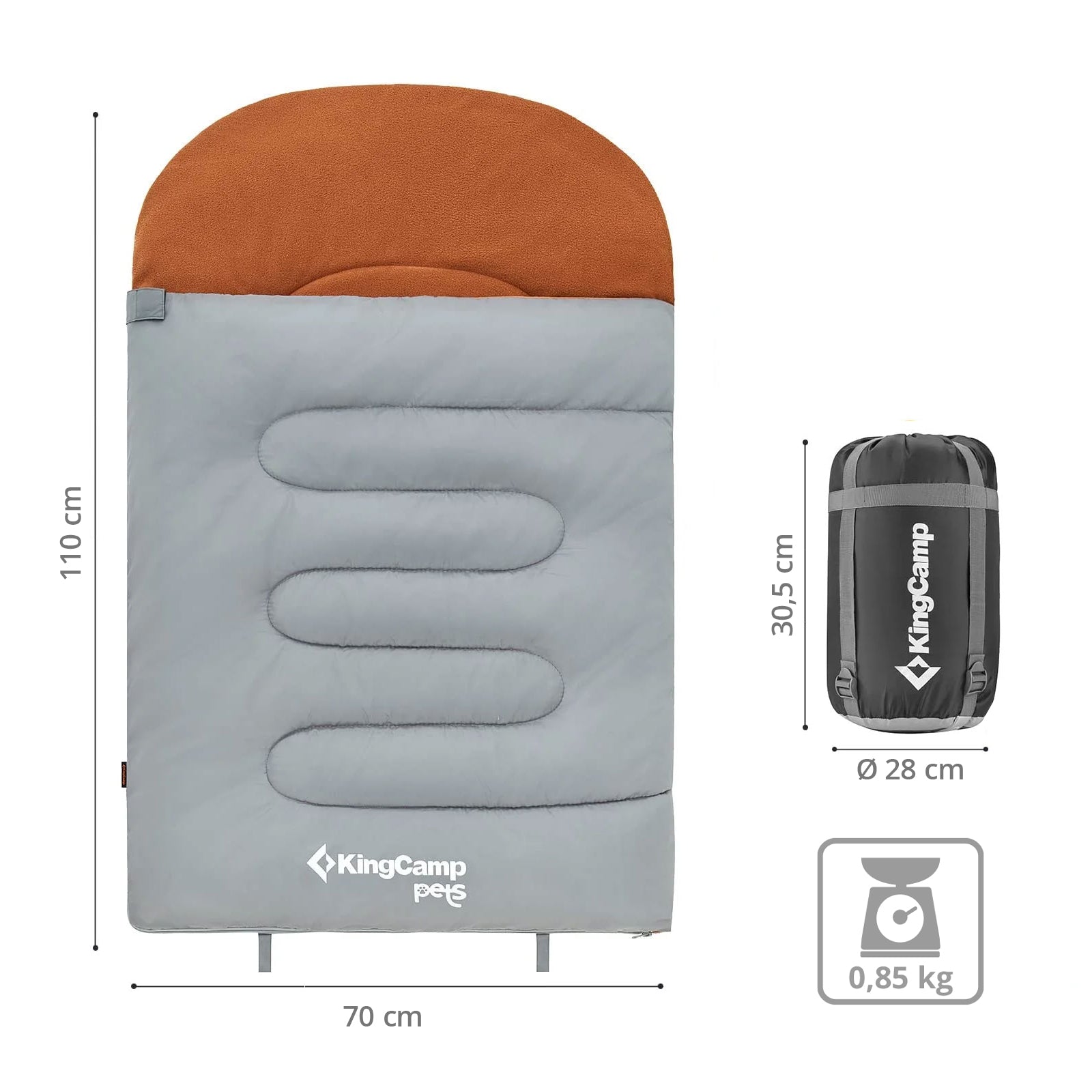 KINGCAMP Hundeschlafsack Outdoor Camping Hunde Decke Bett Kuschelig Weich 110x70