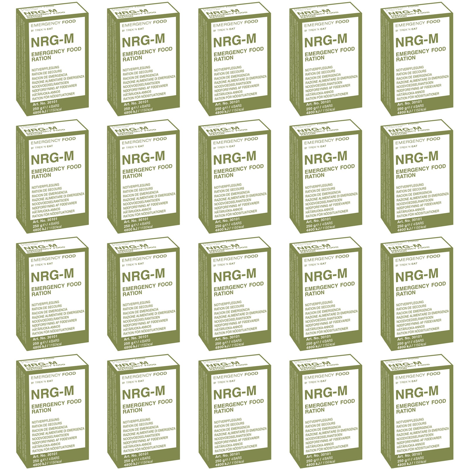 ALIMENTATION D'URGENCE 20 x NRG-5 M Ration alimentaire d'urgence pour trekking Nourriture de plein air Vegan