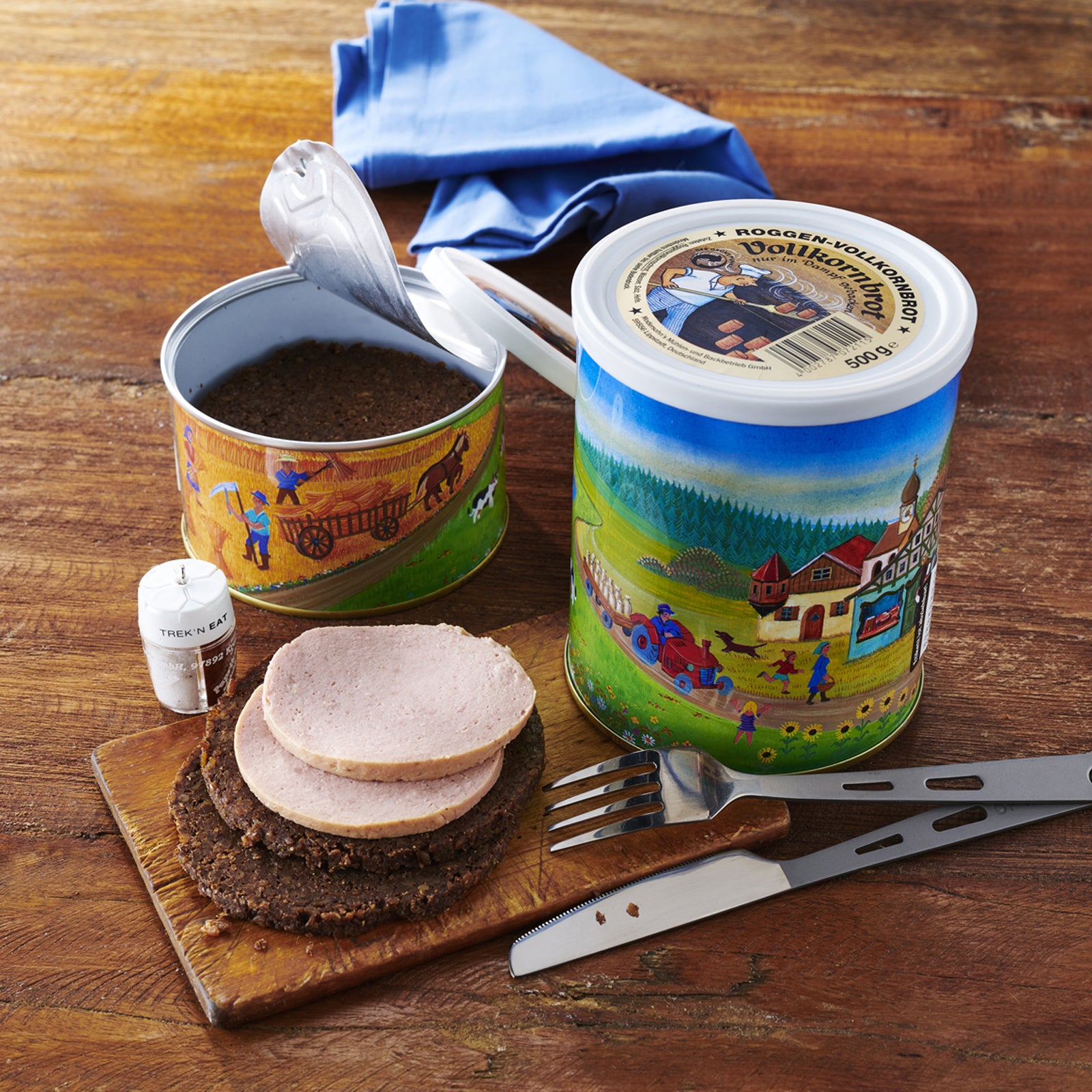 TREK'N EAT Vollkornbrot Dosen Brot Trekking Nahrung Essen Ration Vegan 500 g