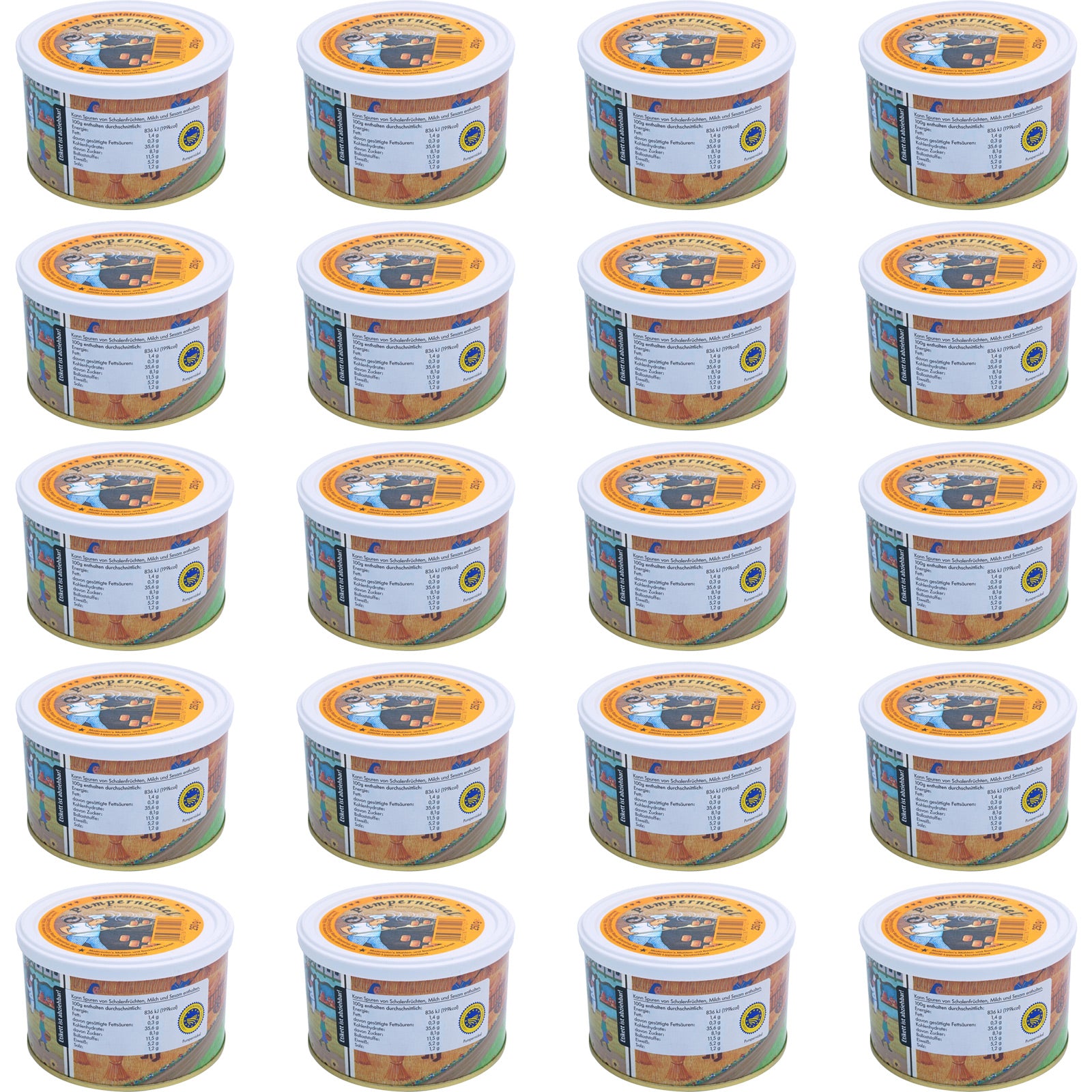 TREK'N EAT 20x Pumpernickel Dosen Brot Trekking Nahrung Essen Ration Vegan 250 g