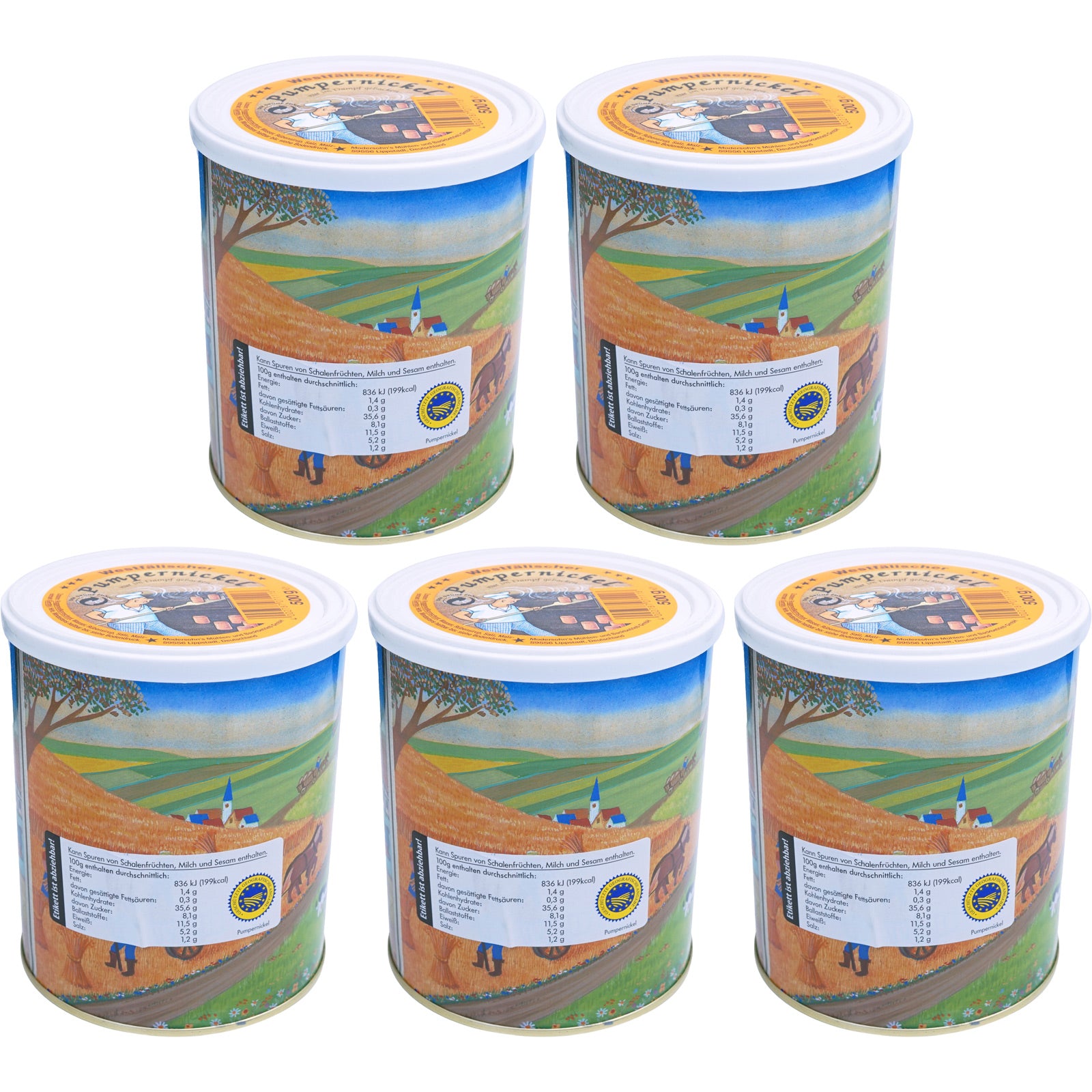 TREK'N EAT 5x Pain Pumpernickel en boîte Ration alimentaire Trekking Vegan 500 g