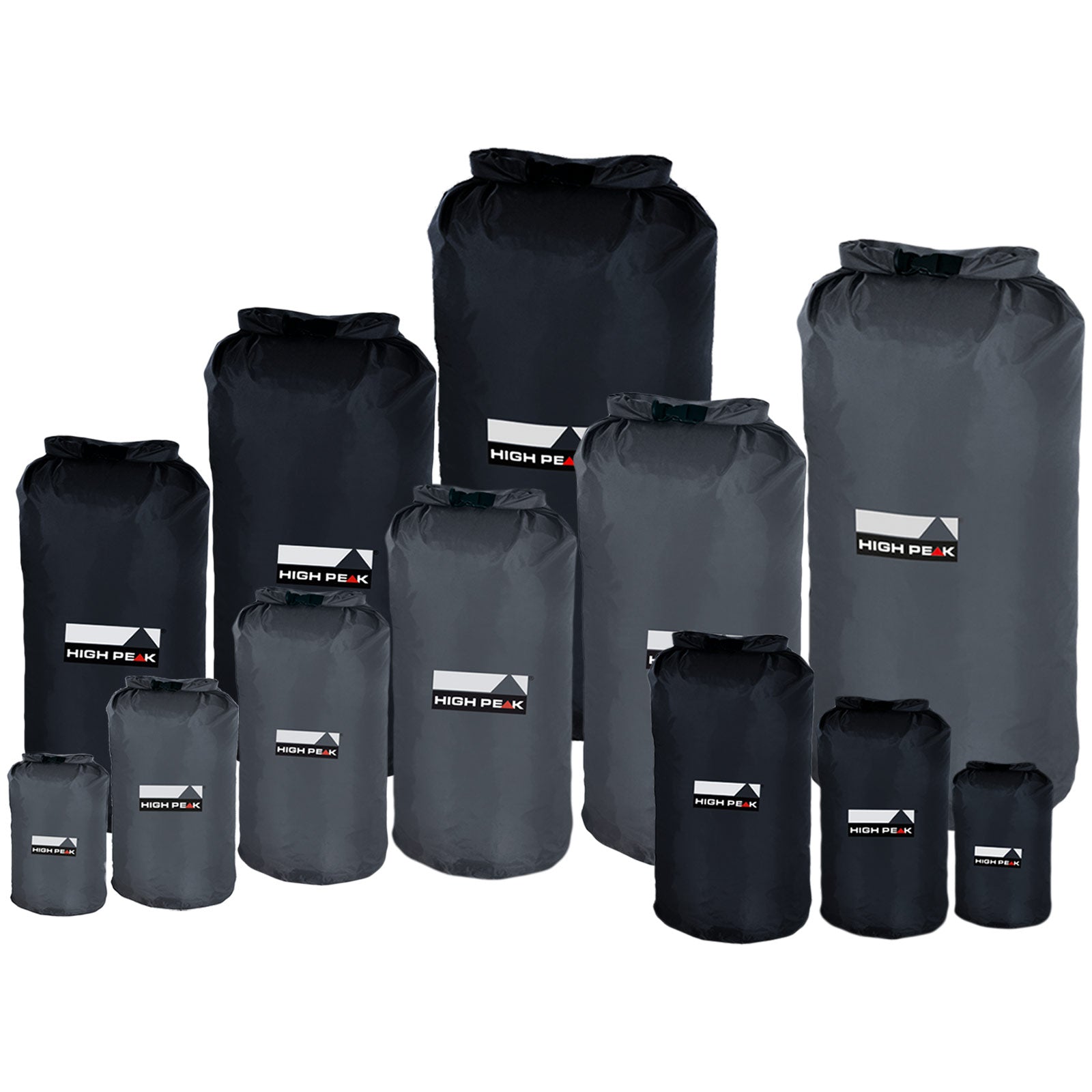 HIGH PEAK Dry Bag Camping Packsack Roll Sack Pack Beutel Wasserdicht 1-26 Liter