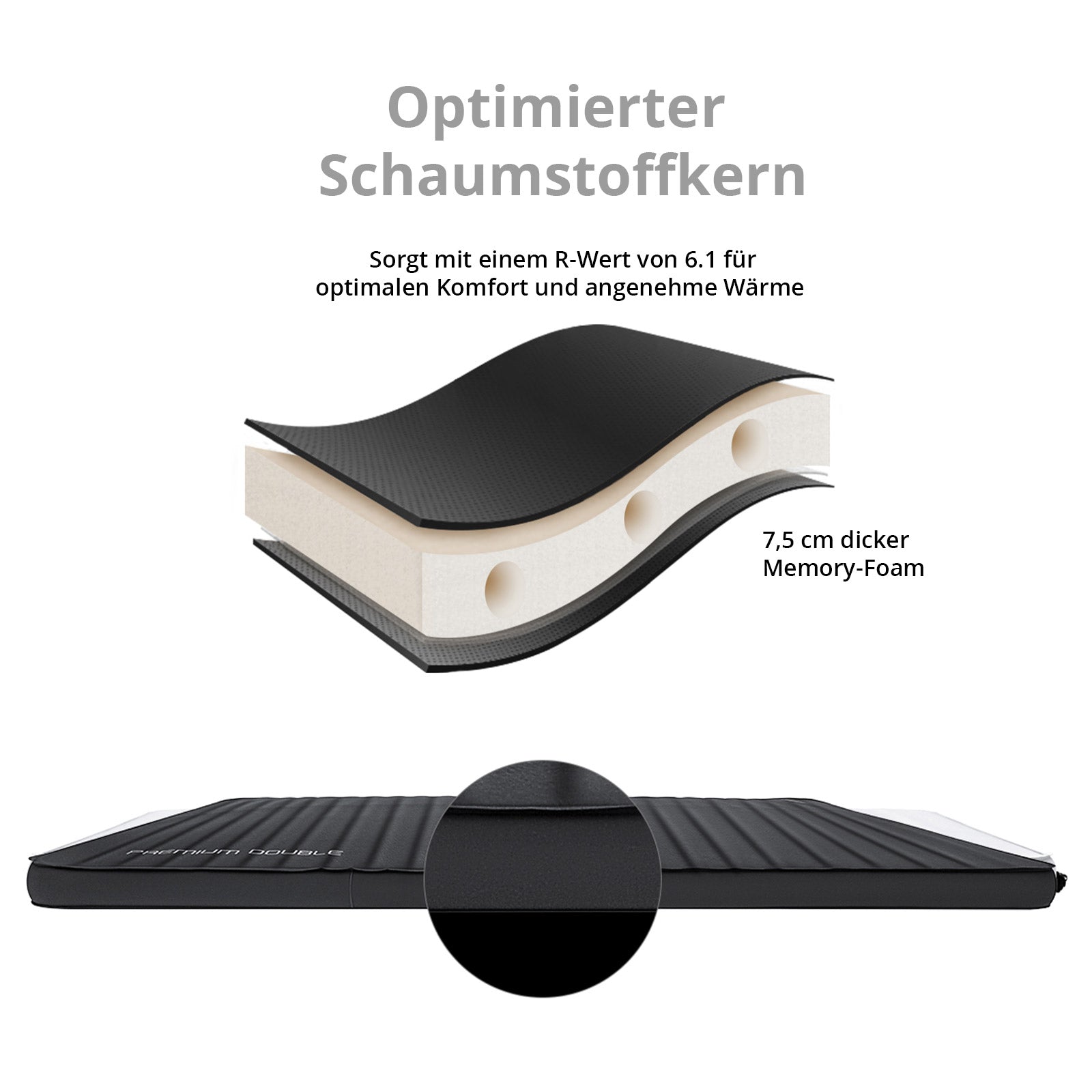 KINGCAMP Luftbett Premium Double Isomatte Selbstaufblasend Camping Bett 7,5 cm