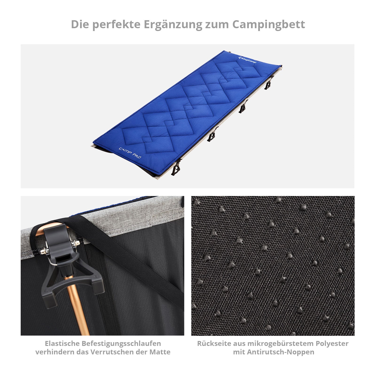Kingcamp Camp Bed Pad Camping Couverture de lit pliante 100 % coton