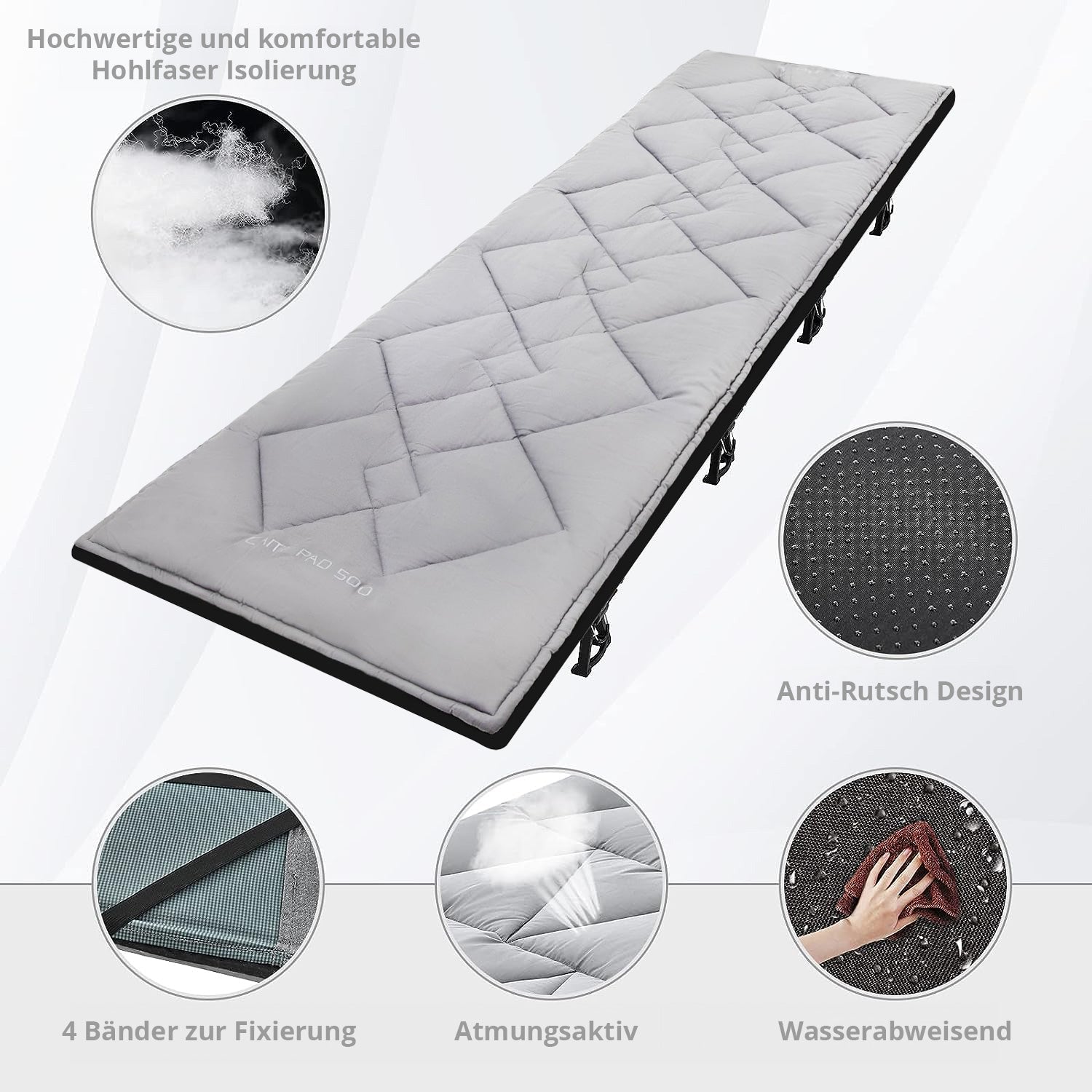 Couverture de lit pliante de camping KINGCAMP Camp Pad M 100 % coton