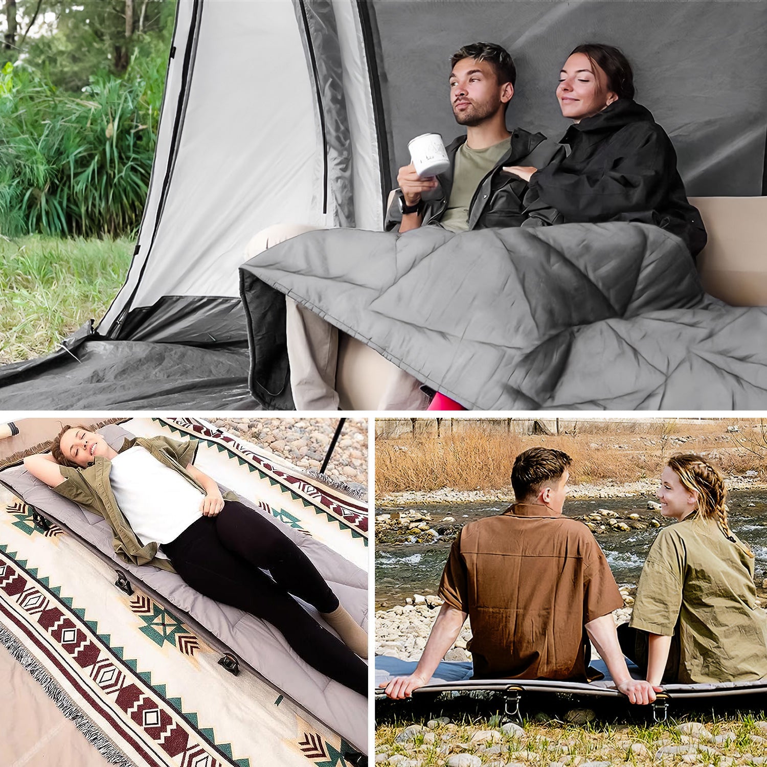 Couverture de lit pliante de camping KINGCAMP Camp Pad M 100 % coton