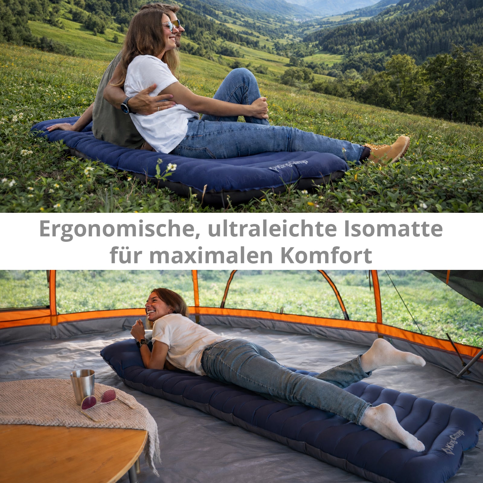 KINGCAMP Isomatte Elevate Trekking Luftbett Camping Luftmatratze Leicht 1,2 kg