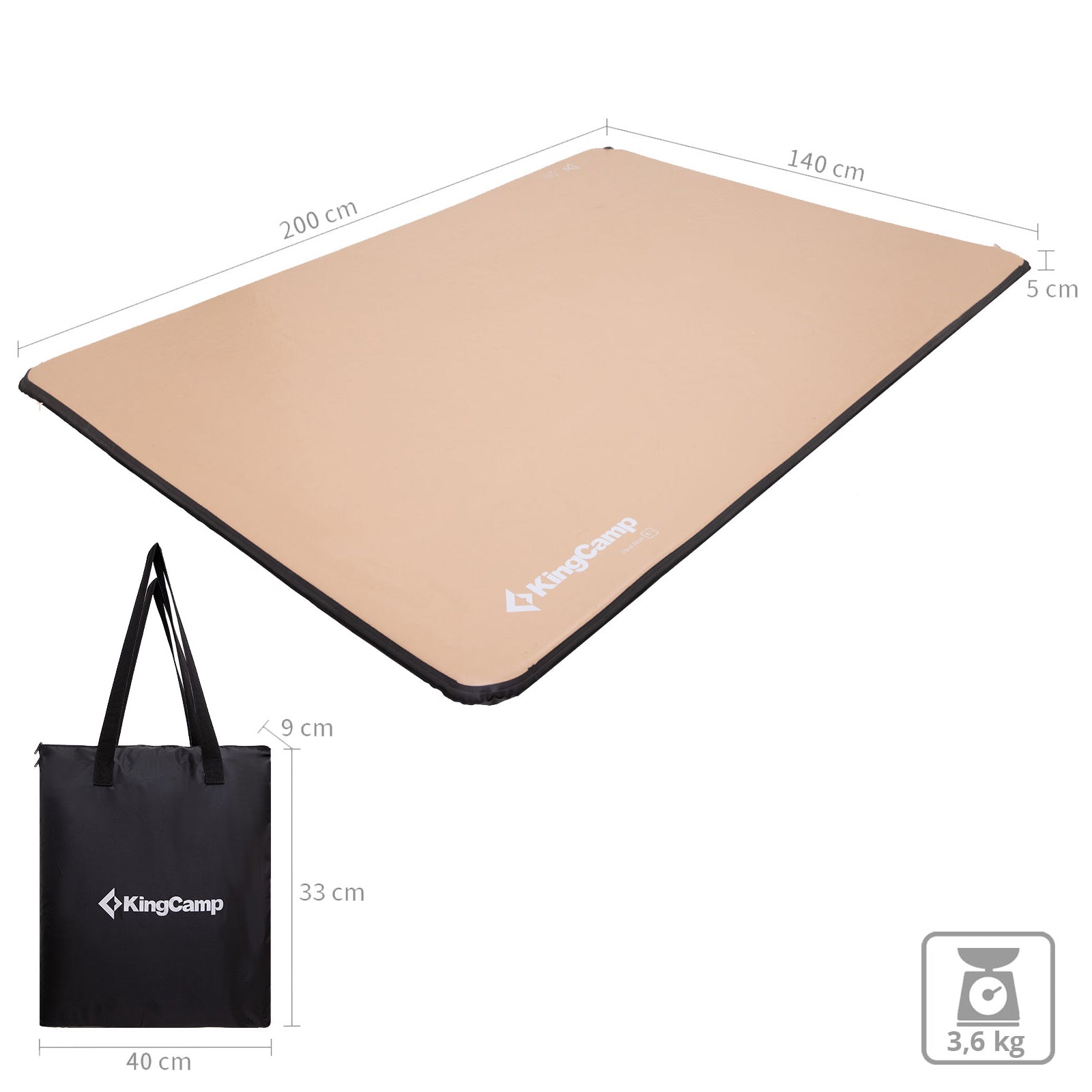 KINGCAMP Camping Luftbett Cloud Rest Double Matte Doppel Isomatte Leicht 3,6 kg