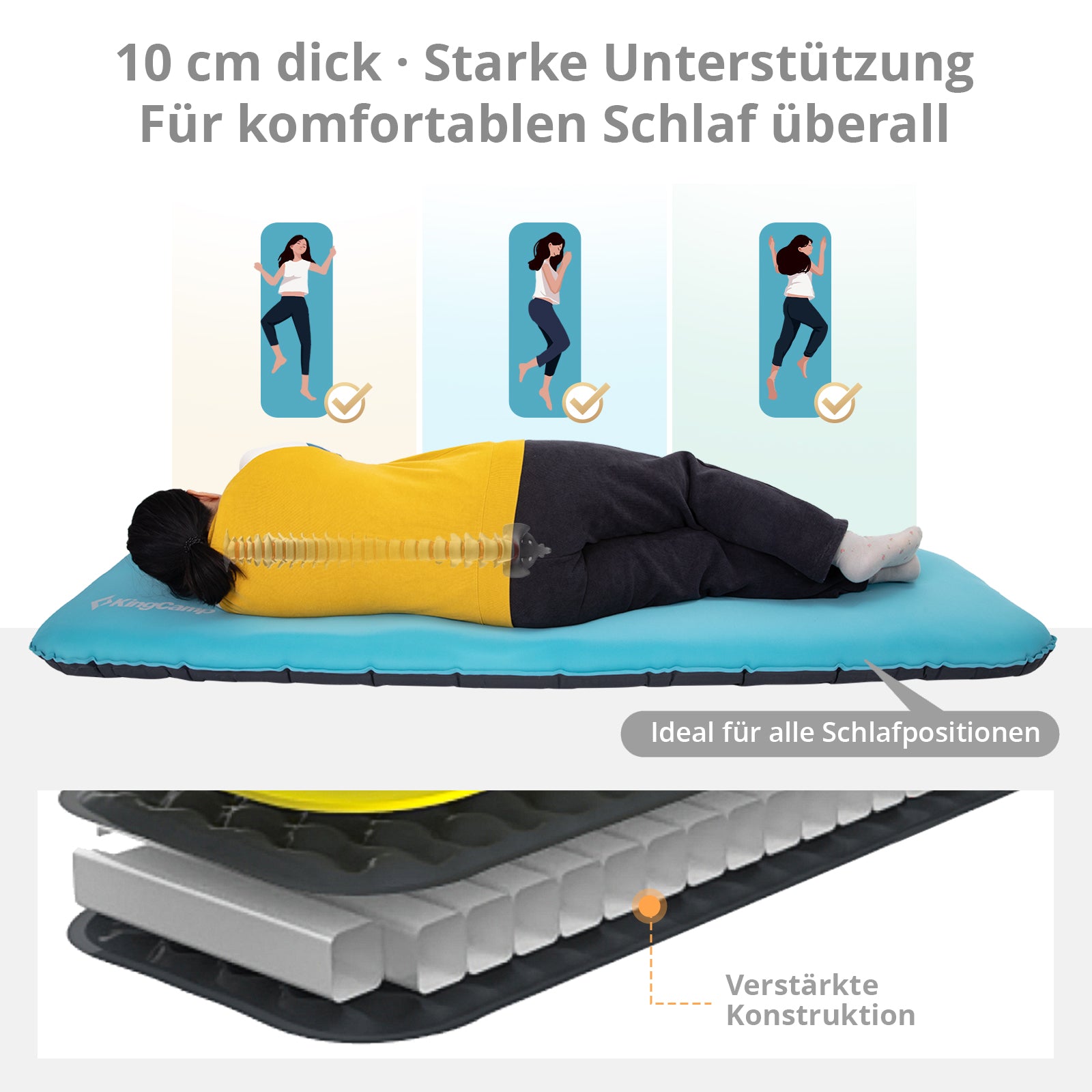 KINGCAMP Isomatte Super Light Comfort Memoryschaum Luftbett Camping 10 cm