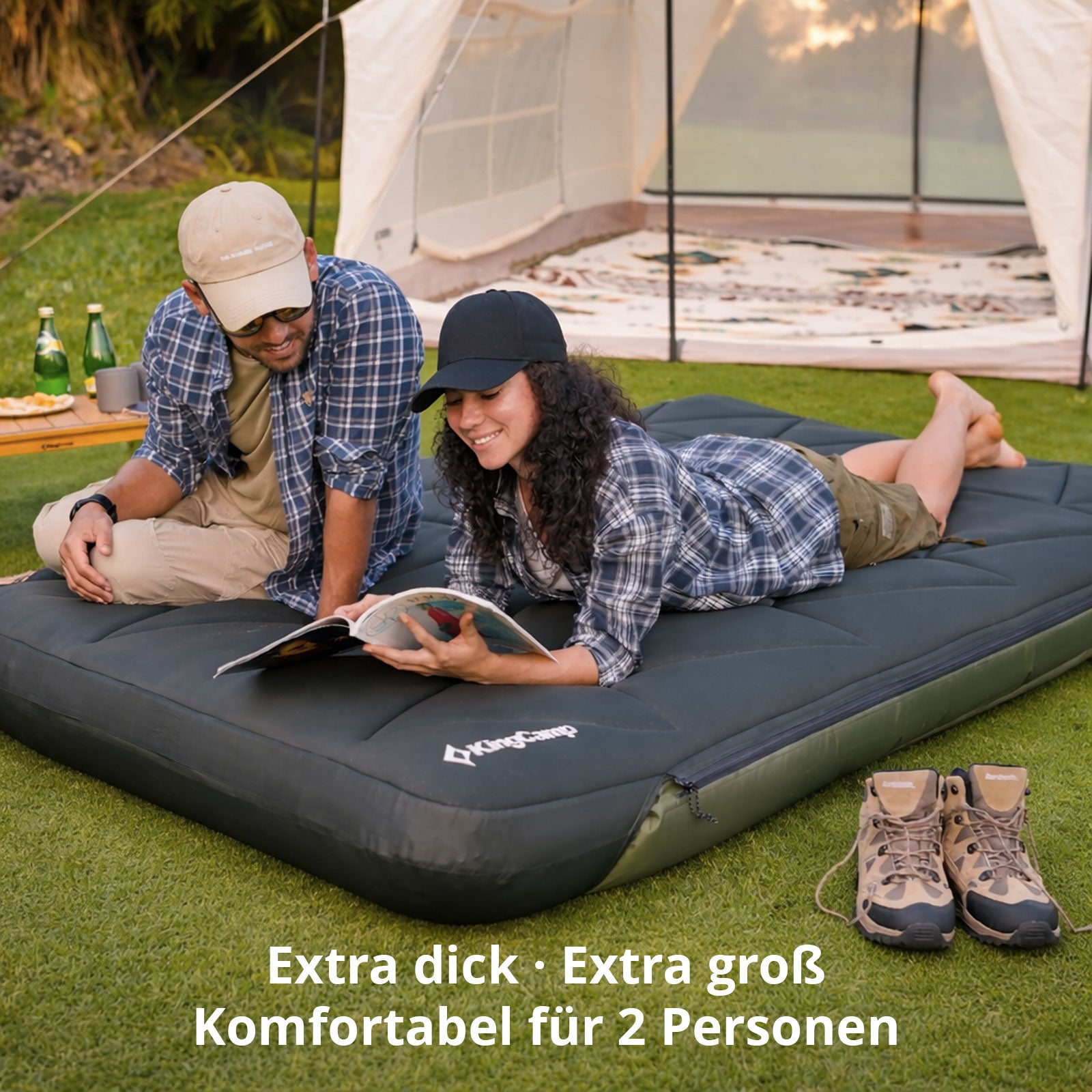 KINGCAMP Luftbett LuxeAir Double 2 Personen Camping Isomatte + Bezug 17 cm