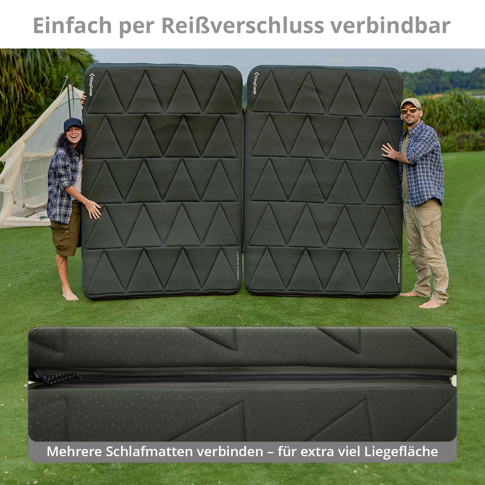 KINGCAMP Luftbett LuxeAir Double 2 Personen Camping Isomatte + Bezug 17 cm