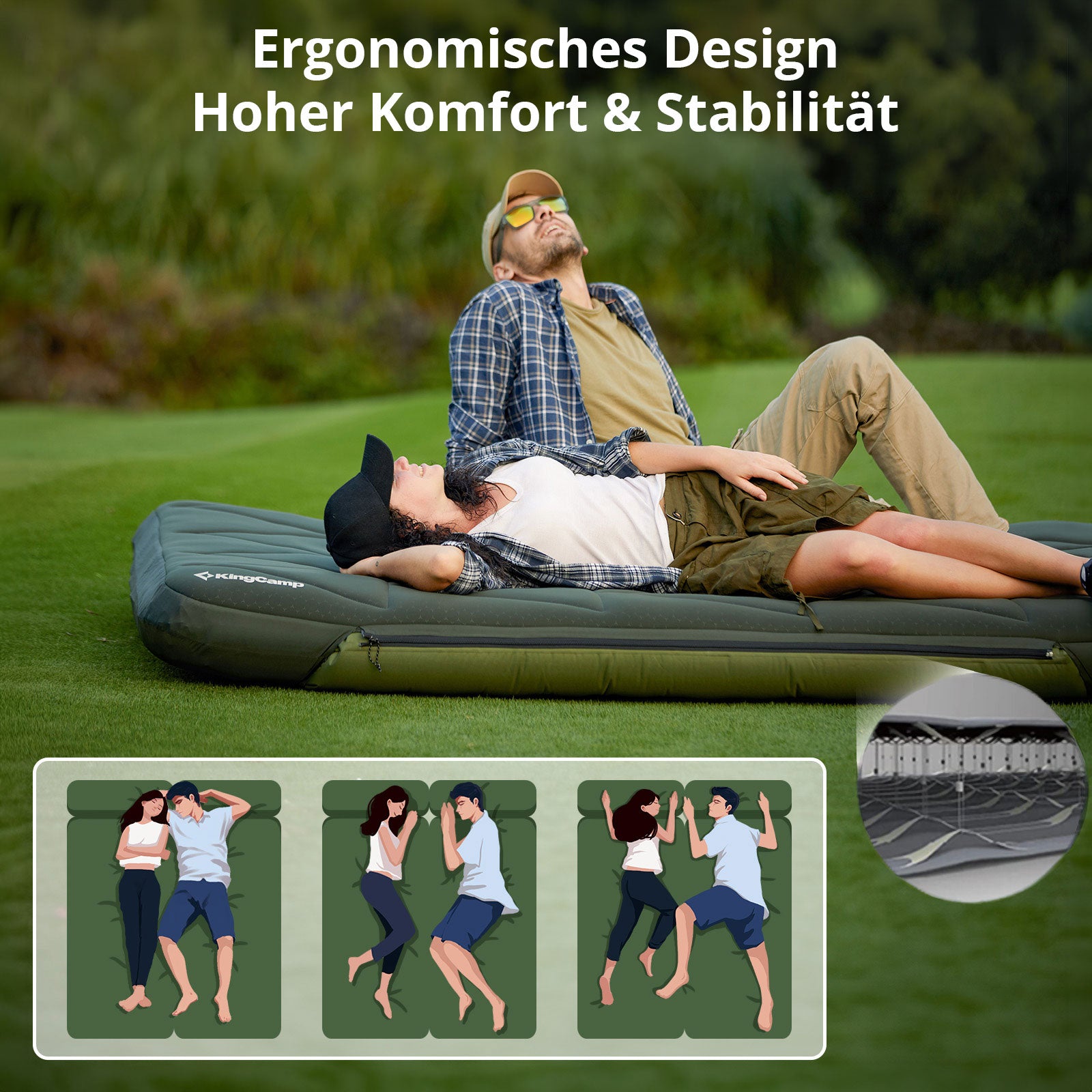 KINGCAMP Luftbett LuxeAir Double 2 Personen Camping Isomatte + Bezug 17 cm