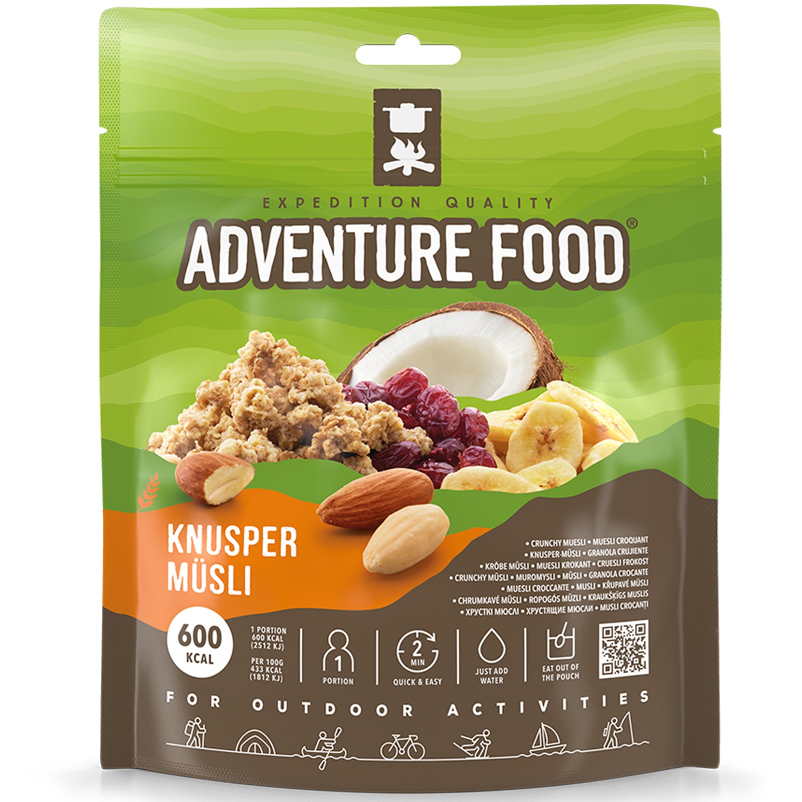 Muesli croustillant ADVENTURE FOOD - Repas en plein air Petit-déjeuner Trekking Alimentation Nutrition