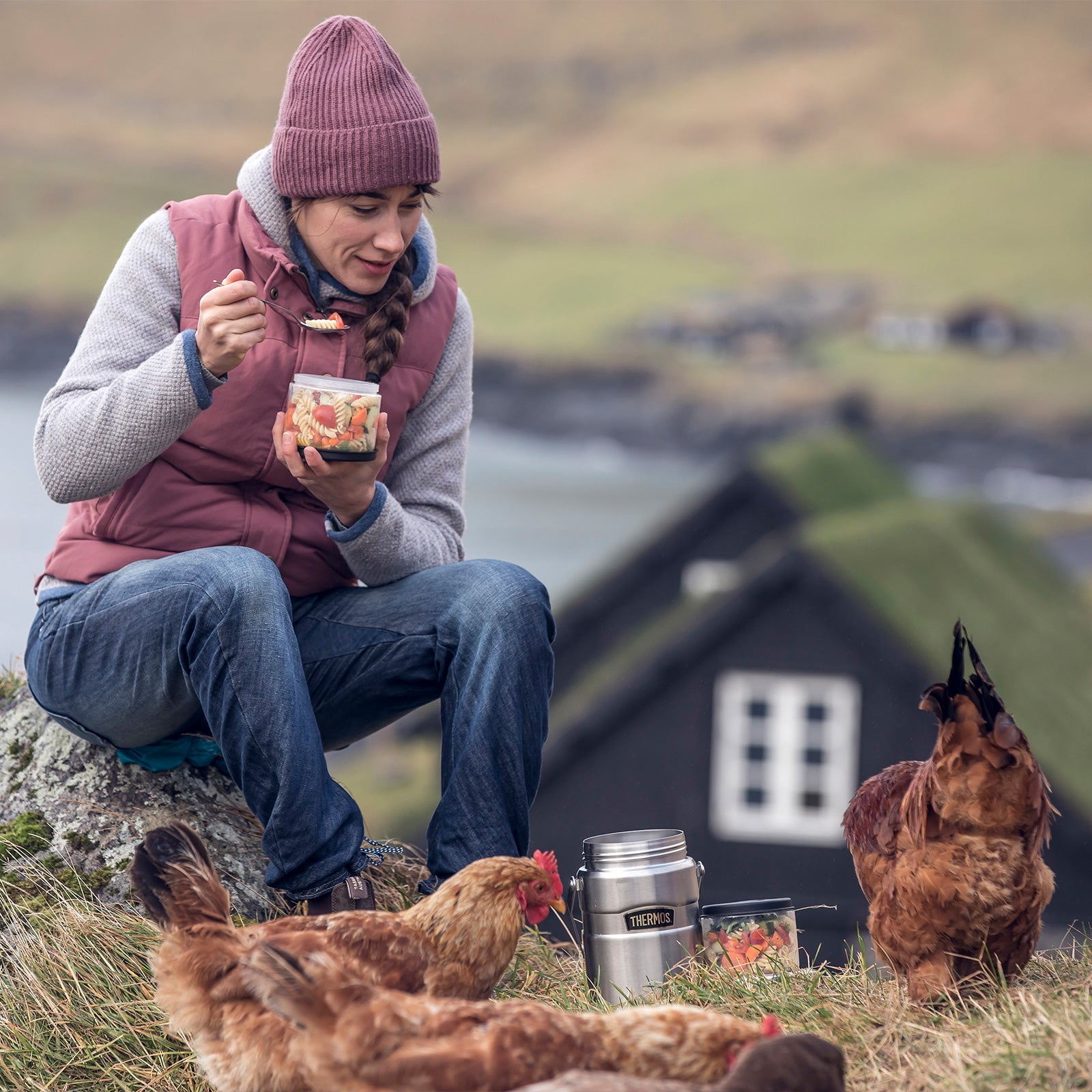 THERMOS Food Container King 1,2L Isolierbehälter Essenbehälter Edelstahl 2 Boxen