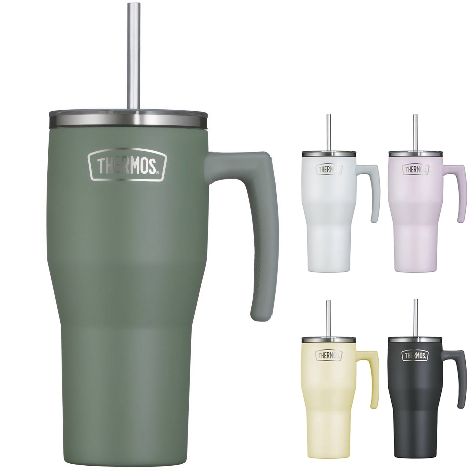 THERMOS Trinkbecher Refreshing Isolierbecher Trinkflasche Griff Strohhalm 0,85 L