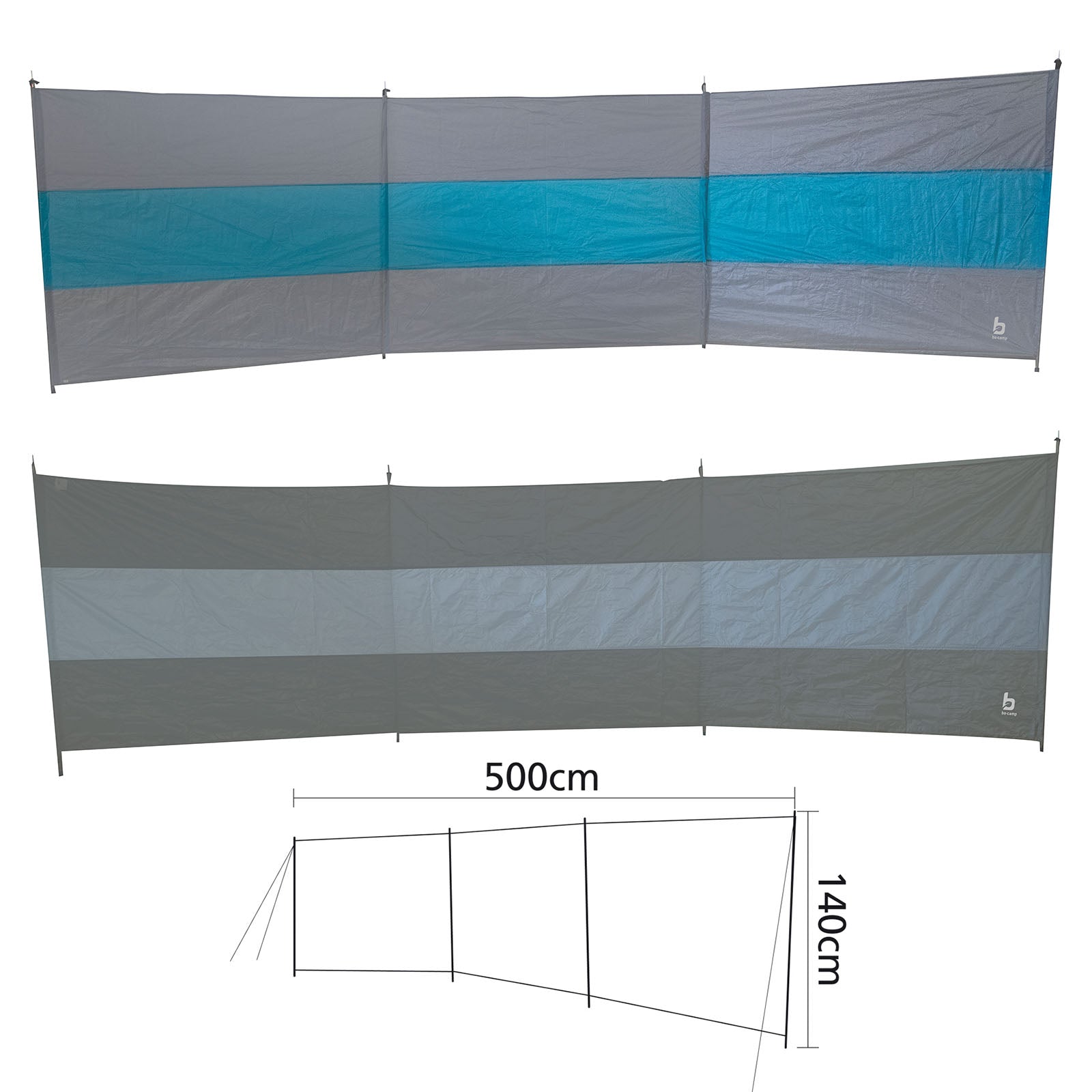BO-CAMP Camping Windbreak XL - Beach Tent Garden Fence Privacy Screen Large 500x140