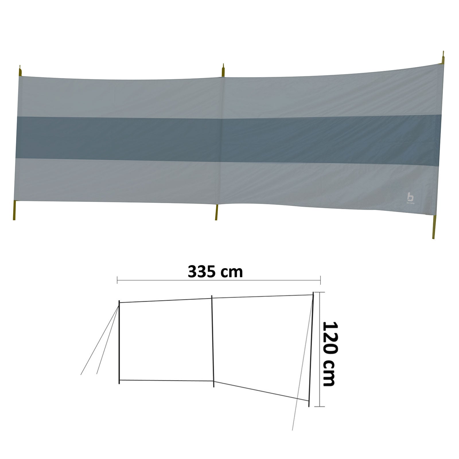 BO-CAMP Camping Windbreak - Privacy Screen Beach Shell Tent Garden Fence 335x120