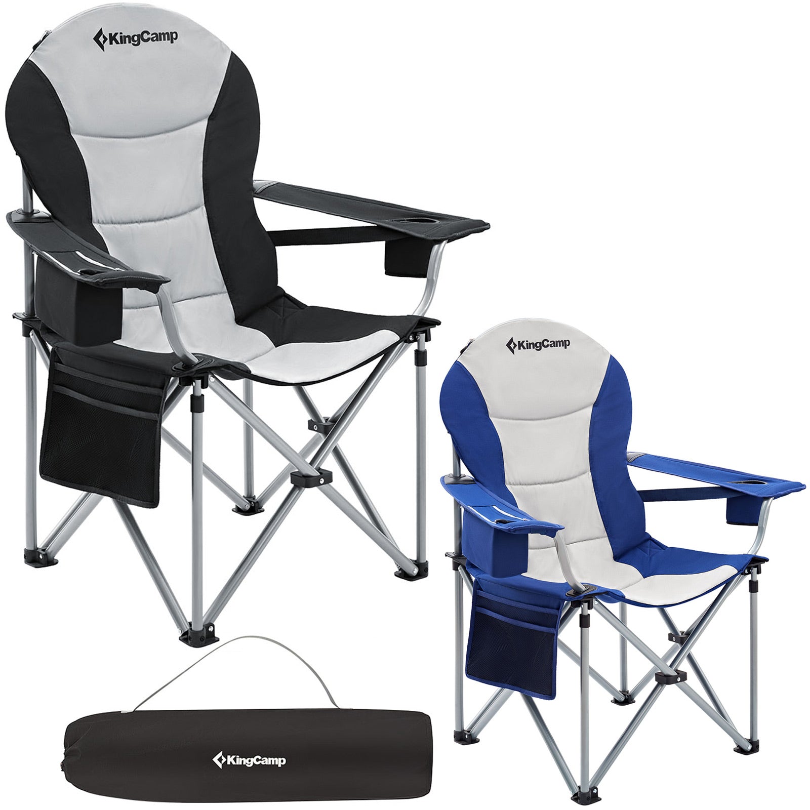 KINGCAMP Camping Falt Stuhl Klapp Sessel Garten Angel Outdoor Kühltasche 160 kg