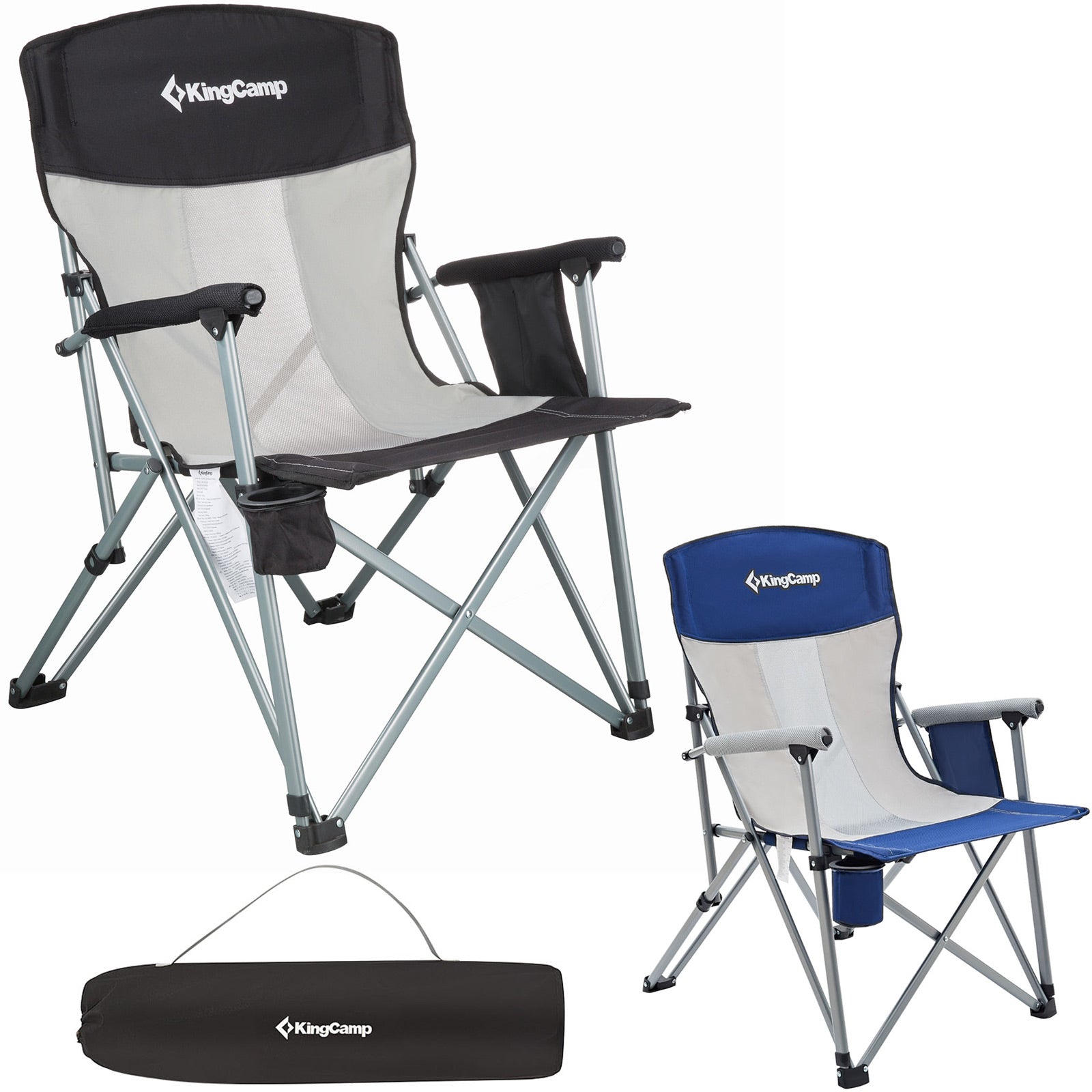 KINGCAMP Camping Folding Chair XL Folding Armchair Garden Outdoor Armrest Steel 136 kg