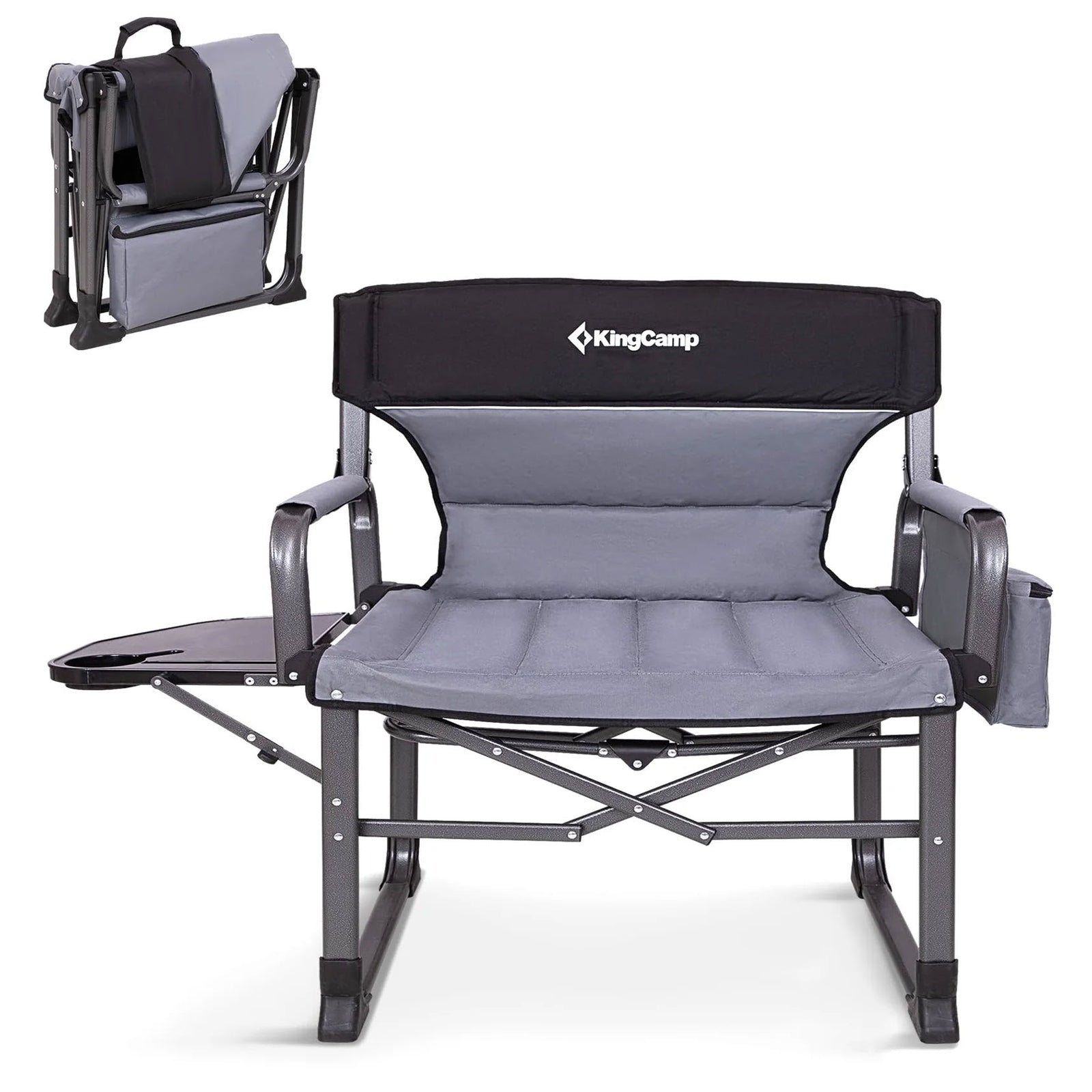 KINGCAMP Campingstuhl Director Chair Deluxe Regiestuhl Outdoor Kühltasche 250 kg