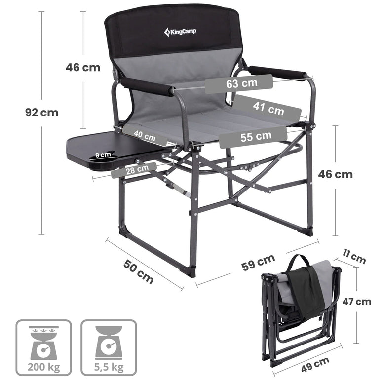 KINGCAMP Campingstuhl Director Chair II Regiestuhl Outdoor Armlehne 200 kg