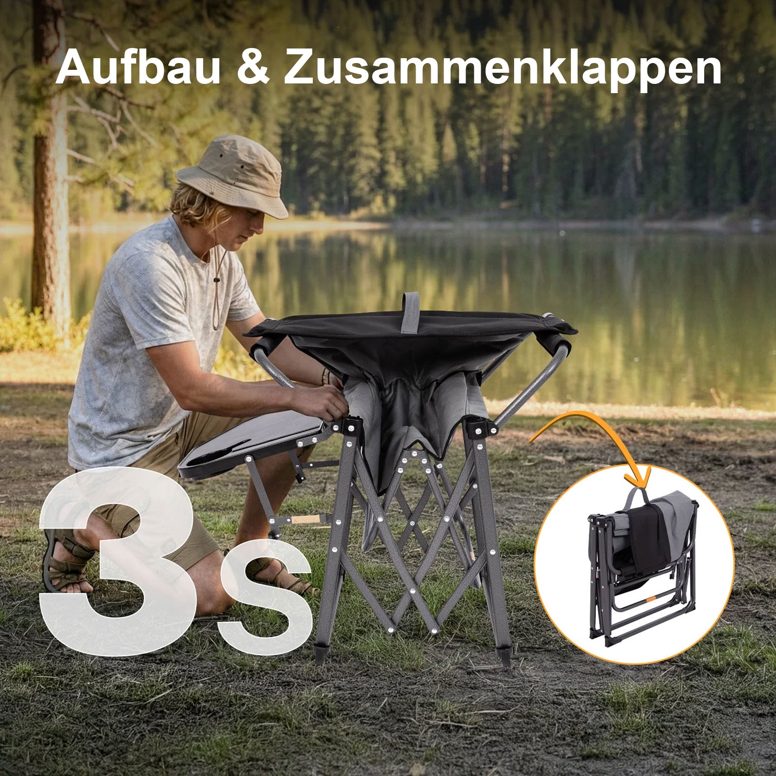 KINGCAMP Campingstuhl Director Chair II Regiestuhl Outdoor Armlehne 200 kg