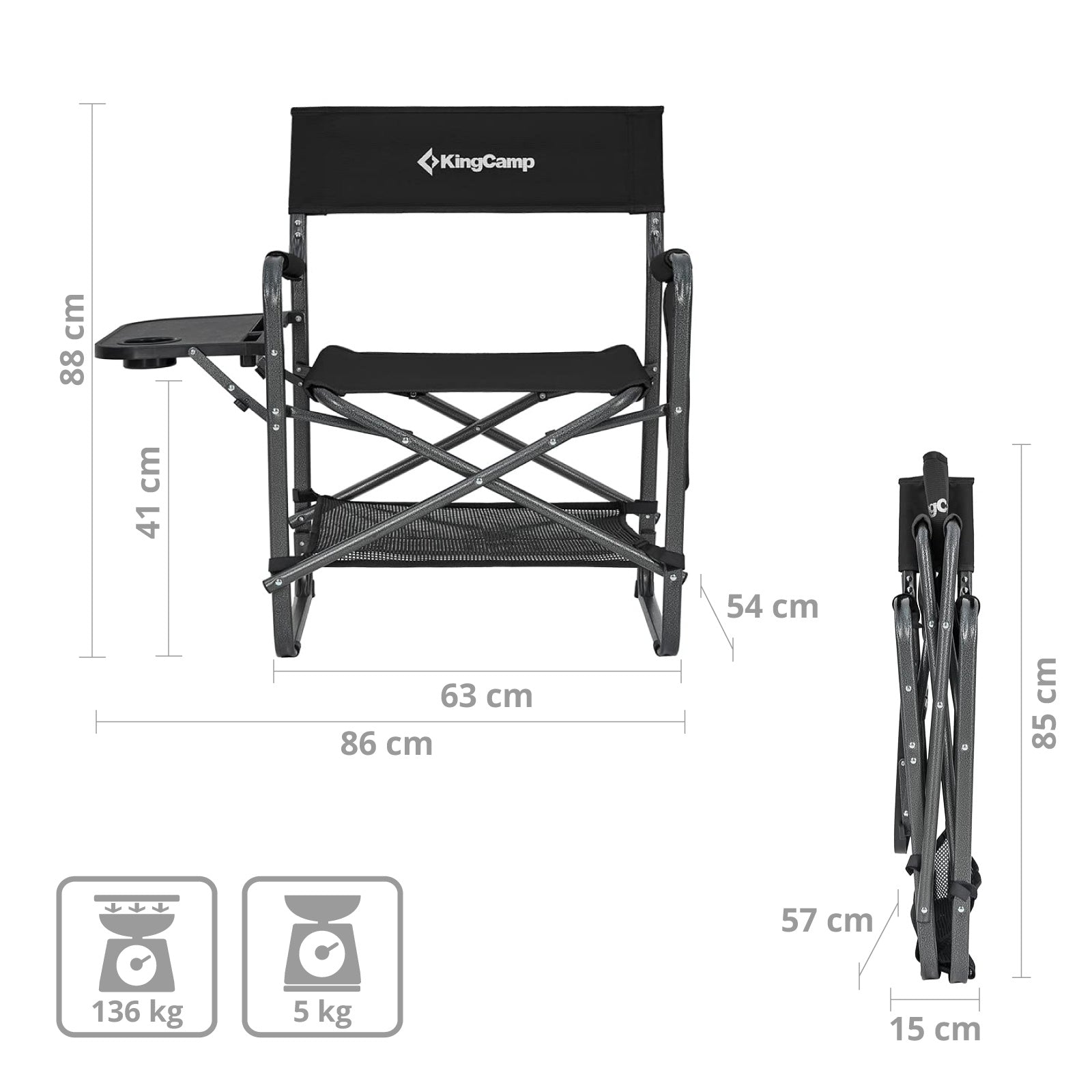 KINGCAMP Director's Chair Director Multi Camping Folding Chair Folding Chair Armrest Table