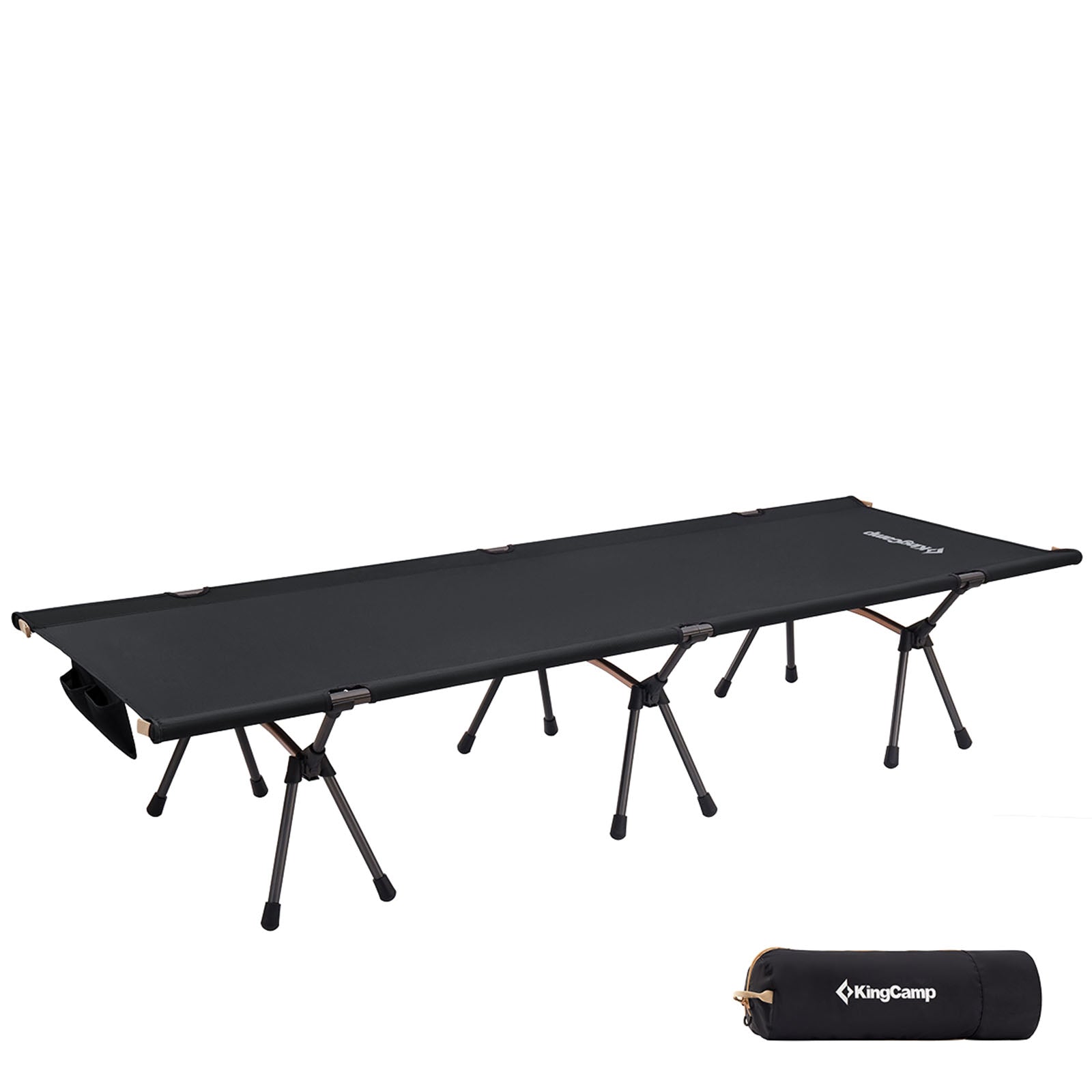 Lit de camp en aluminium KINGCAMP, lit pliant à clic, chaise longue de camping légère et haute, 150 kg, 2 hauteurs