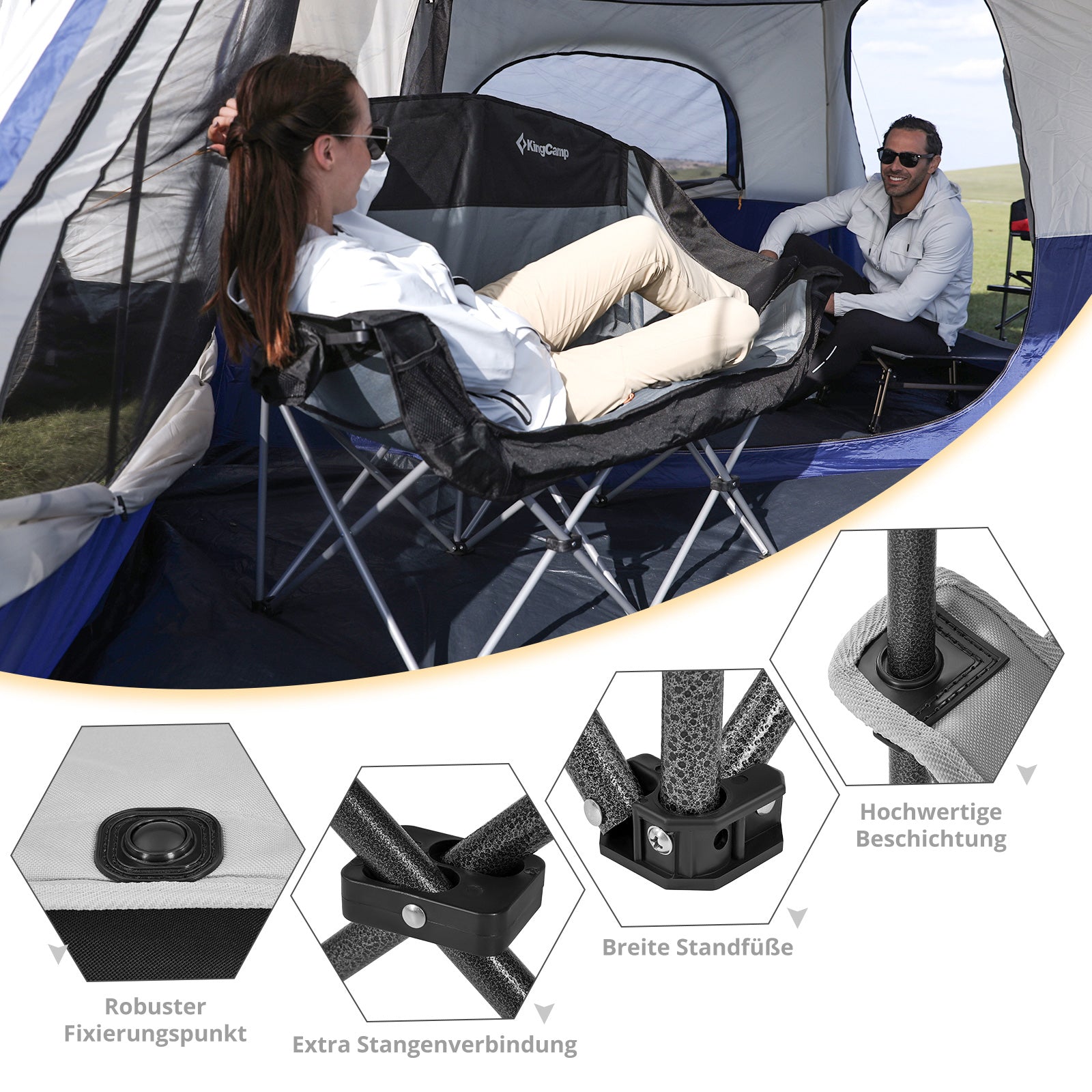 Arlmont & Co. Chaise de camping pliante double - Chaises de camping robustes pour adultes - Peut Arlmont & Co. Chaise de camping pliante double - Chaises de camping robustes pour adultes - Peut