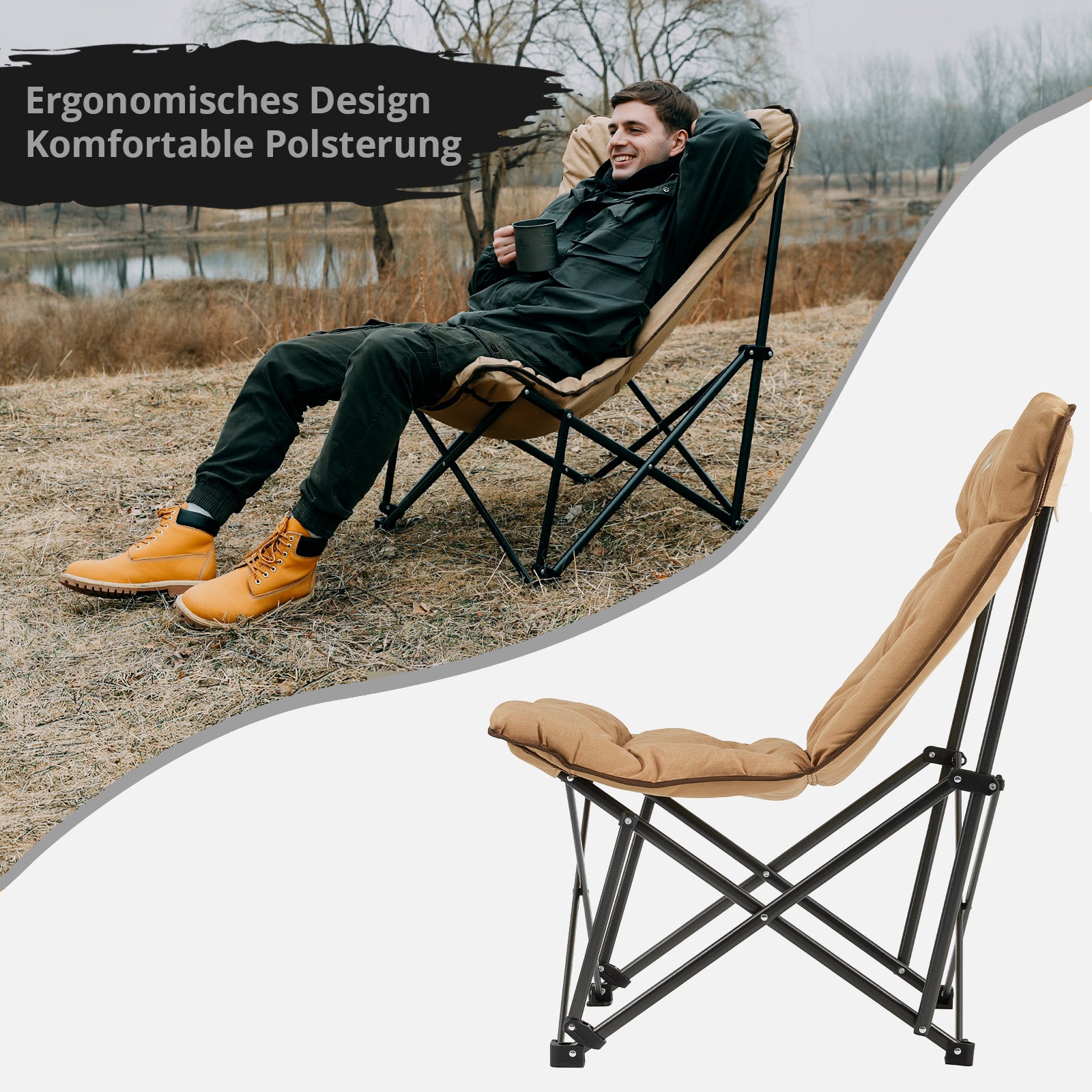 KINGCAMP Campingstuhl Lindon Relax Schmetterlingsstuhl Lounge Stuhl Stahl 136kg