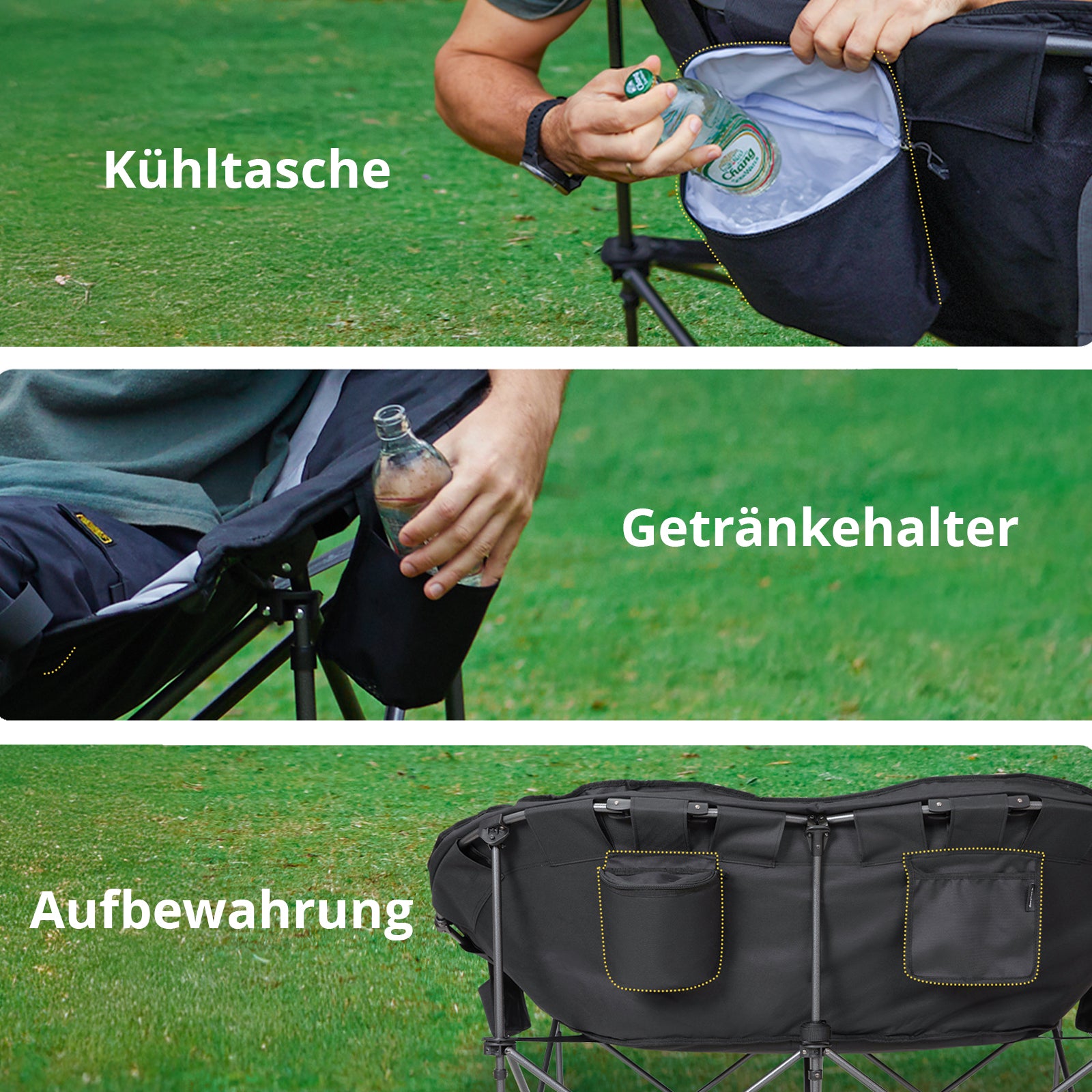 KINGCAMP Campingstuhl Moon Sofa Doppel Lounge Chair 2 Personen Stuhl 300 kg