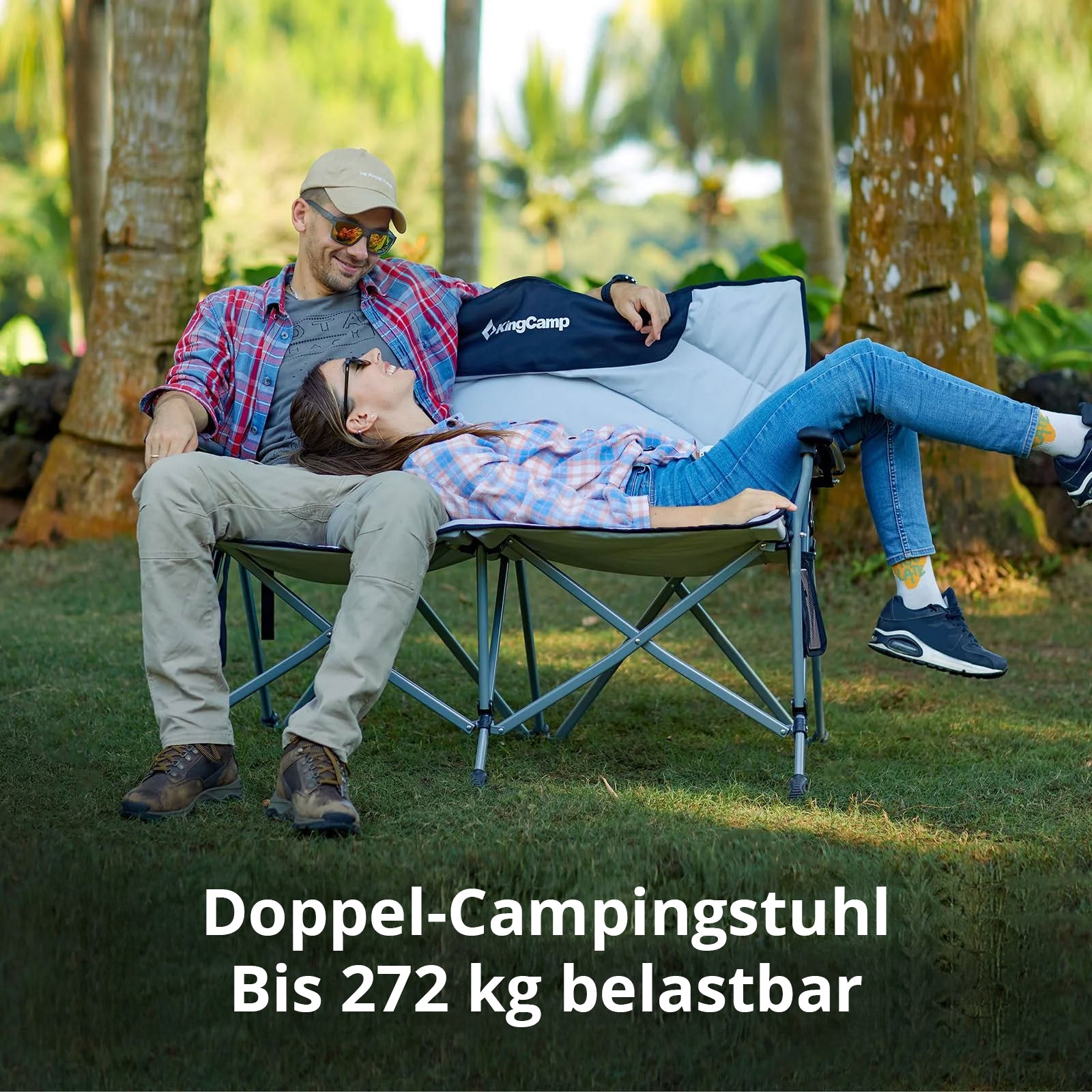 KINGCAMP Campingstuhl Sofa Comfort Duo Doppel Lounge 2 Personen Stuhl 272 kg