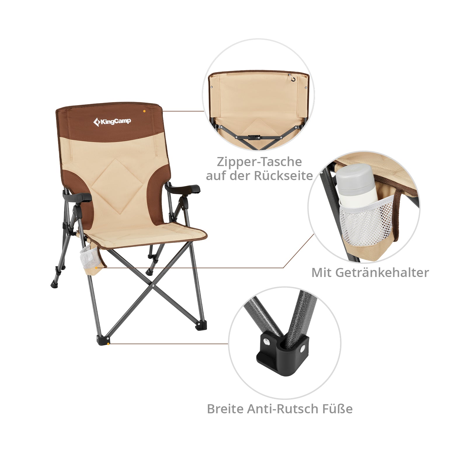 Chaise de camping KINGCAMP Chaise pliante de camping Pinedale Chaise pliante en acier réglable