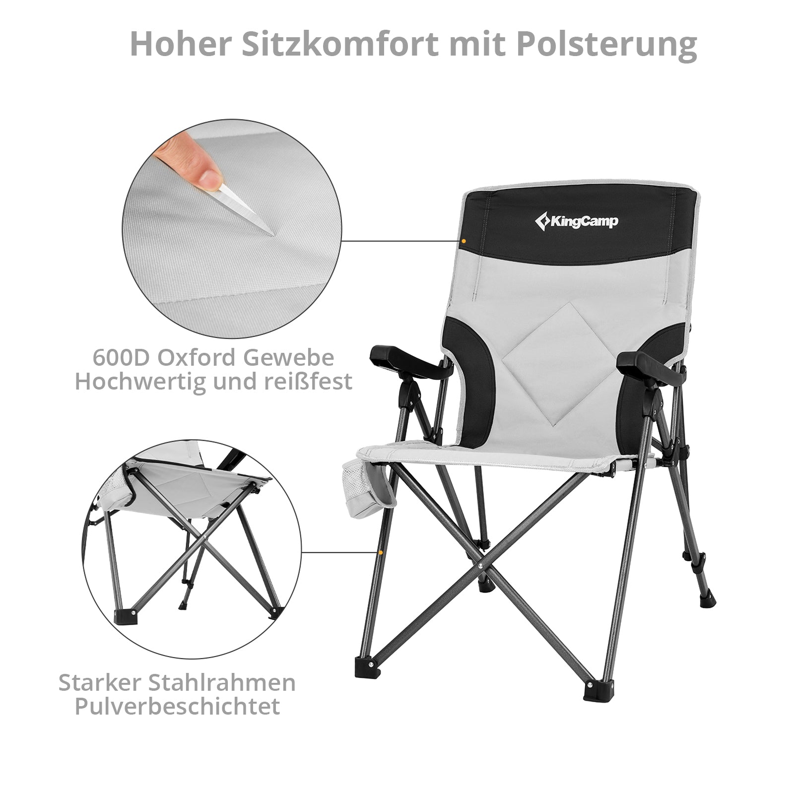 Chaise de camping KINGCAMP Chaise pliante de camping Pinedale Chaise pliante en acier réglable