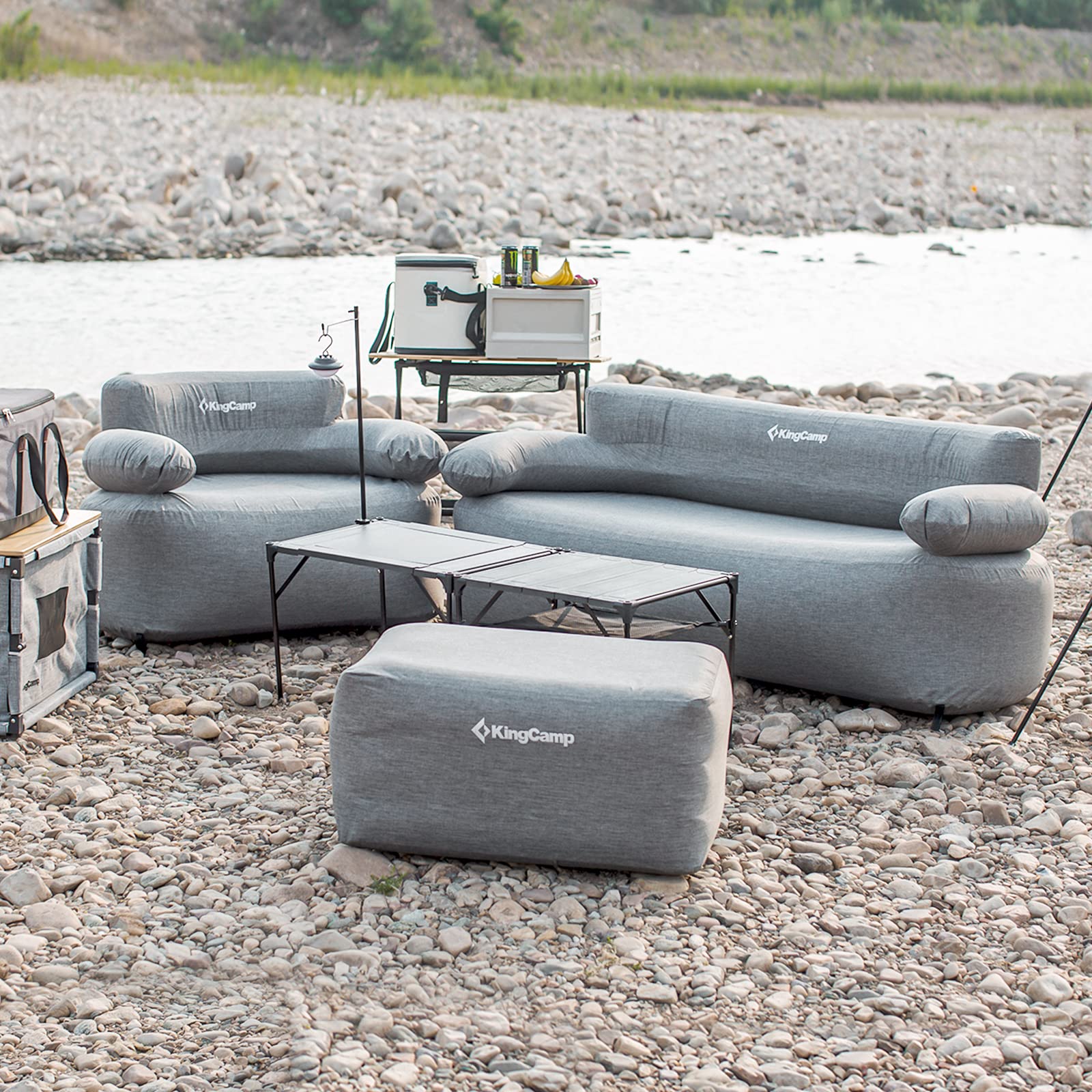 camping sofa klappbar KINGCAMP Camping Couch Air Sofa Granit Lounge Outdoor Luft Sitz Möbel
