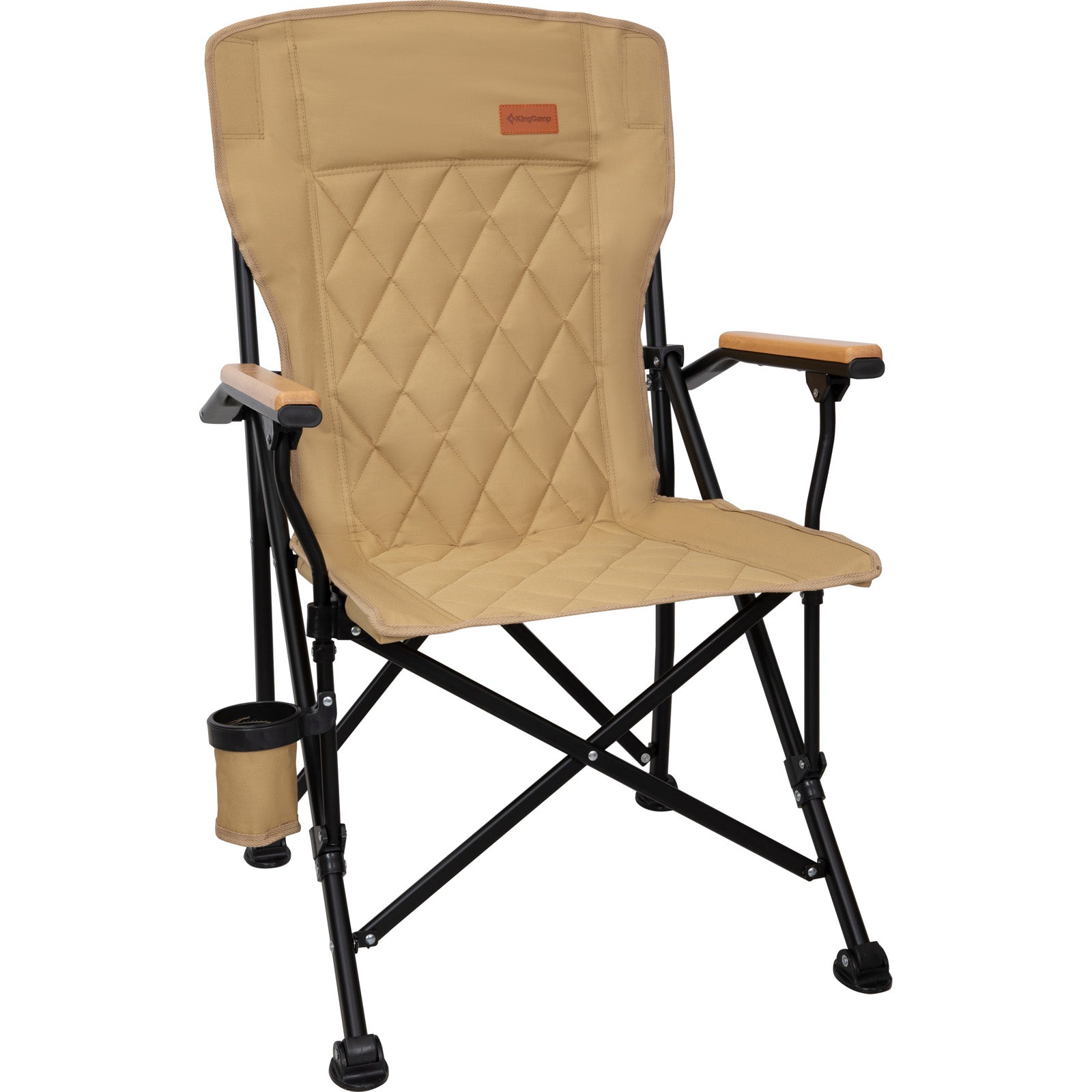KINGCAMP Campingstuhl Creekwood Outdoor Camping Sessel Stuhl Holz Armlehne 136kg