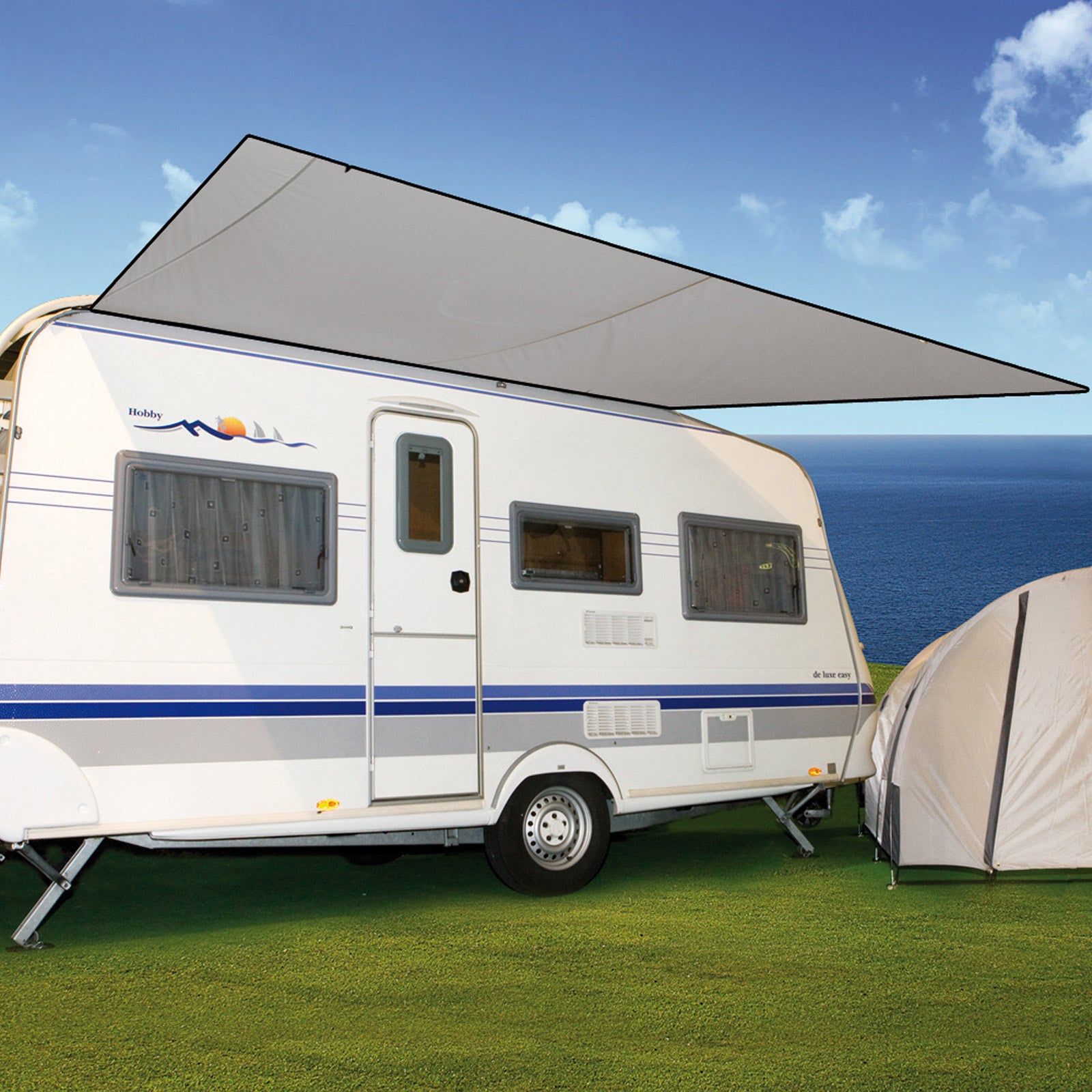 Voile d'ombrage BO-CAMP pour caravanes et camping-cars, auvent, auvent, passepoil, bus, 3,5x2,4m