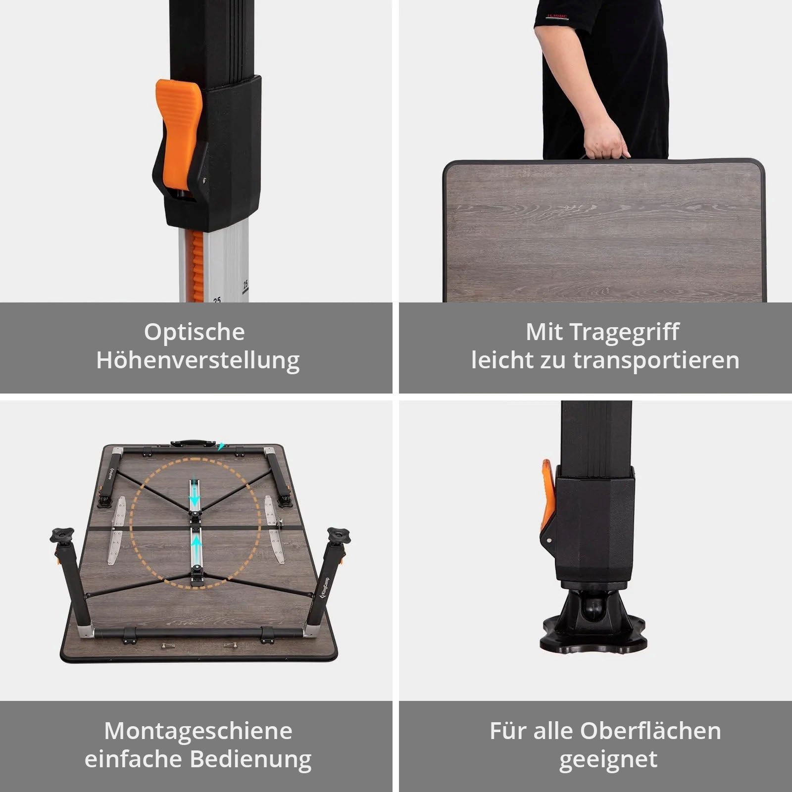 KINGCAMP Campingtisch Meteora XL Camping Falttisch Klapptisch Leicht Stufenlos