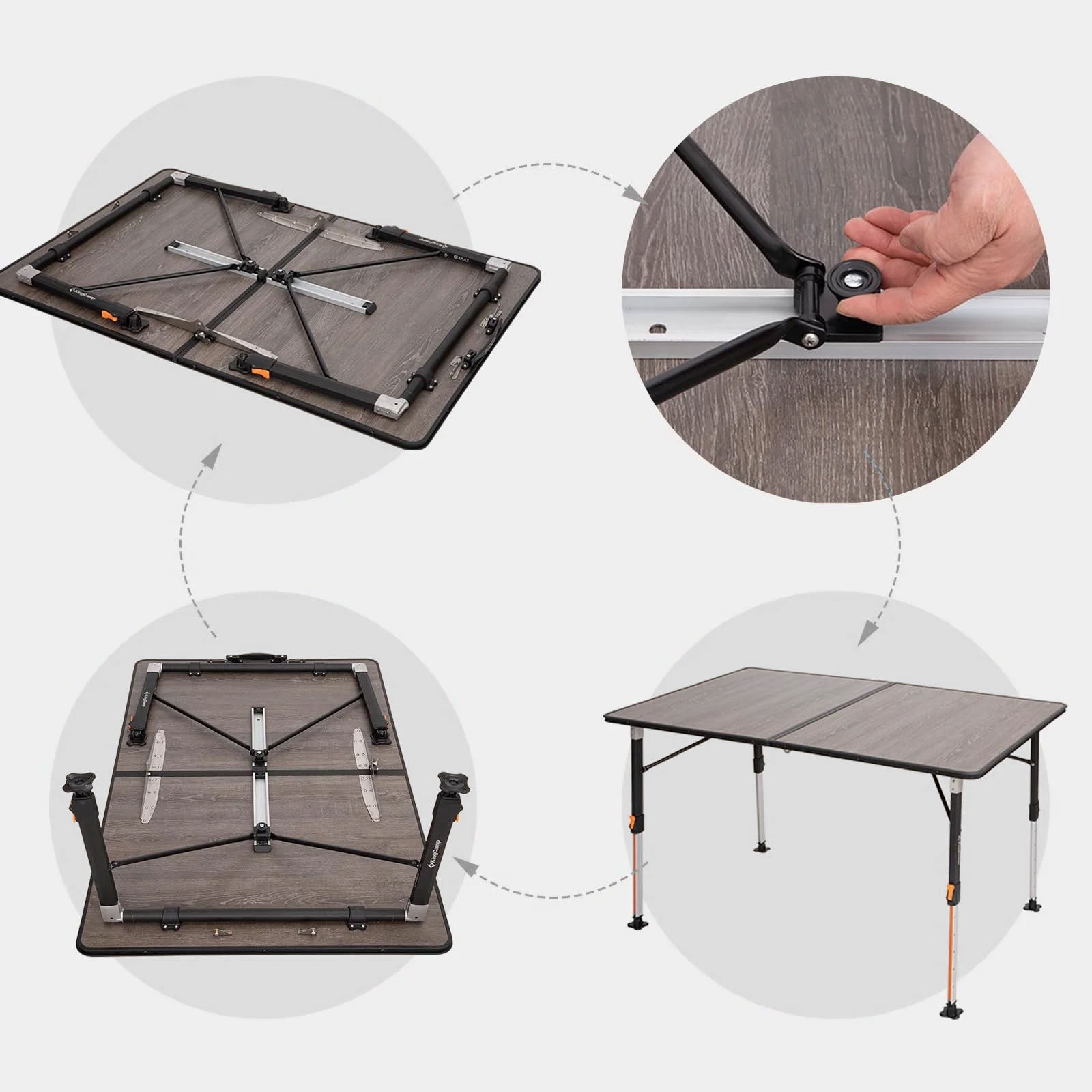 KINGCAMP Campingtisch Meteora XL Camping Falttisch Klapptisch Leicht Stufenlos