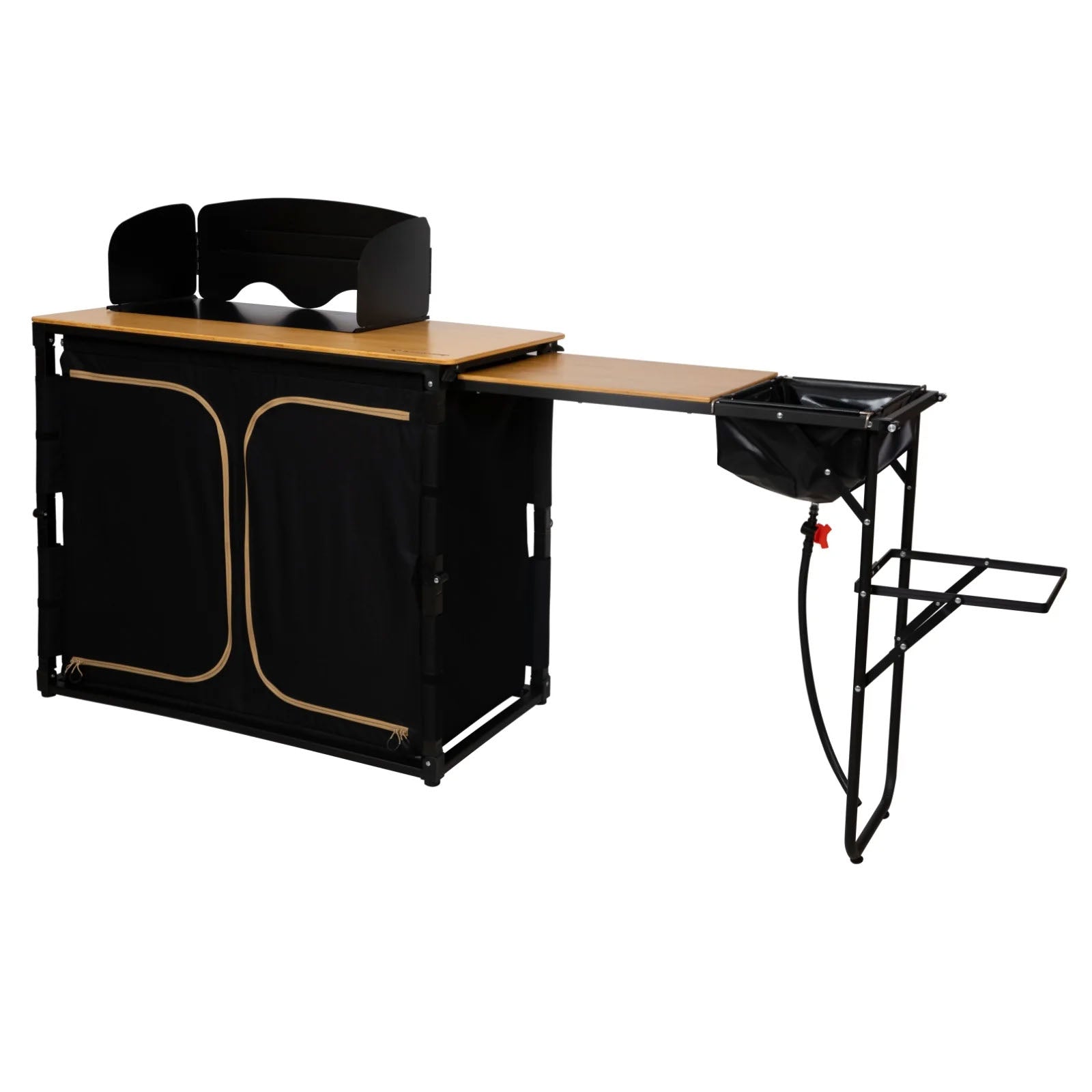 KINGCAMP Camping Küche Faltschrank Tisch Schrank Faltbar Waschbecken Bambus Holz