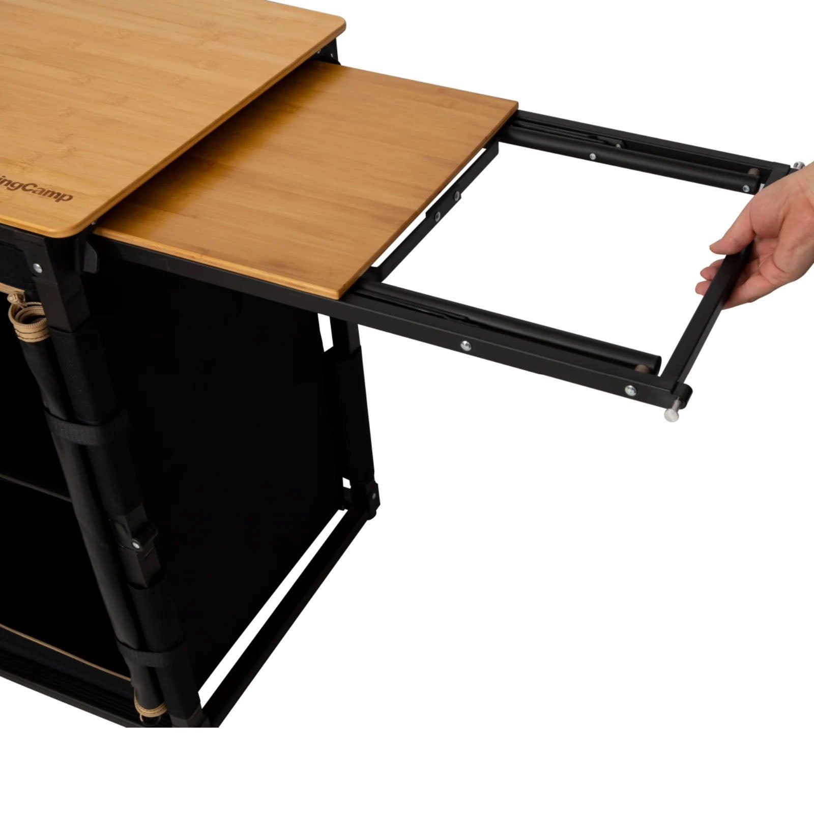 KINGCAMP Camping Küche Faltschrank Tisch Schrank Faltbar Waschbecken Bambus Holz