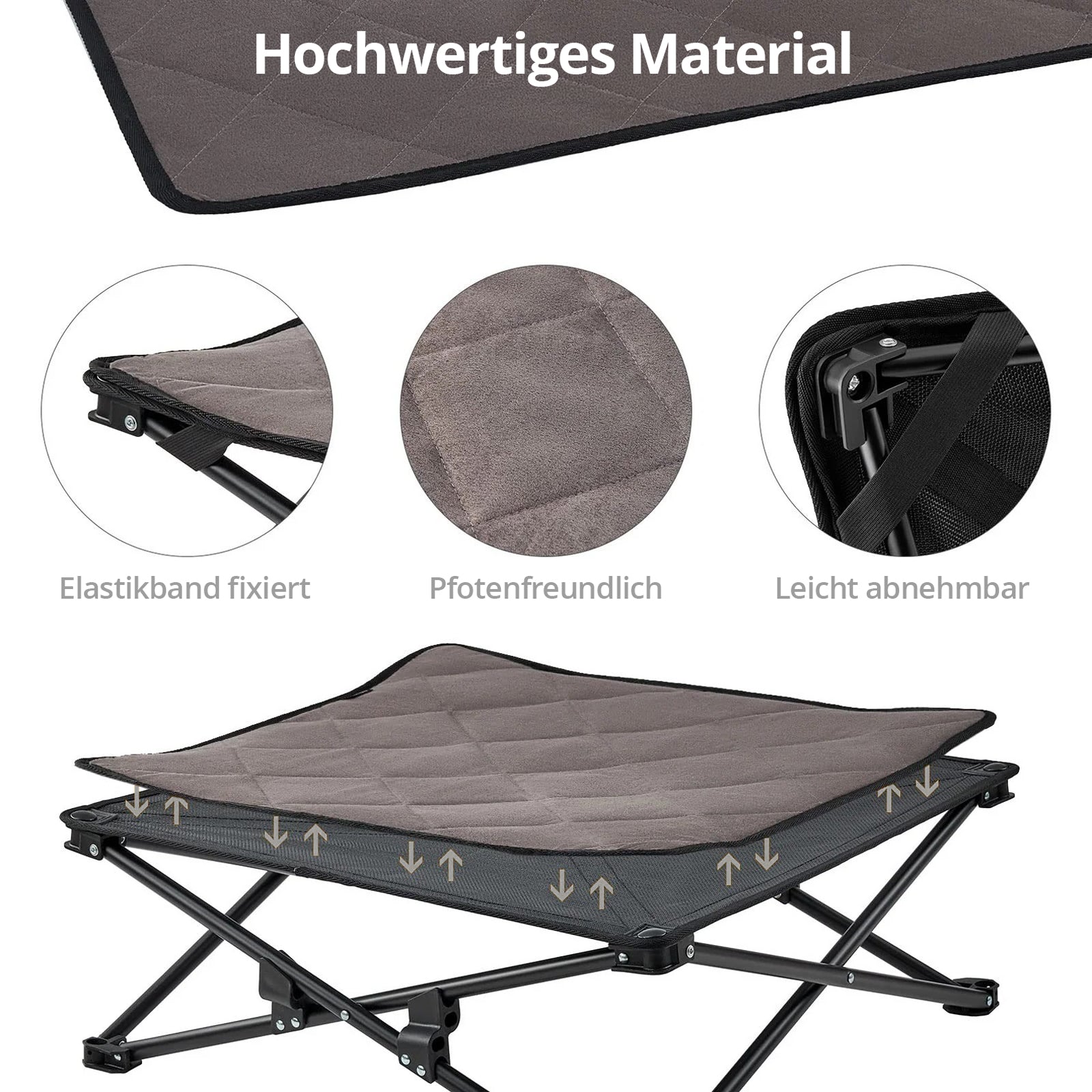 KINGCAMP Hundbett Hunde Liege Outdoor Matte Faltbar Erhöht Waschbar Mesh 57x57cm