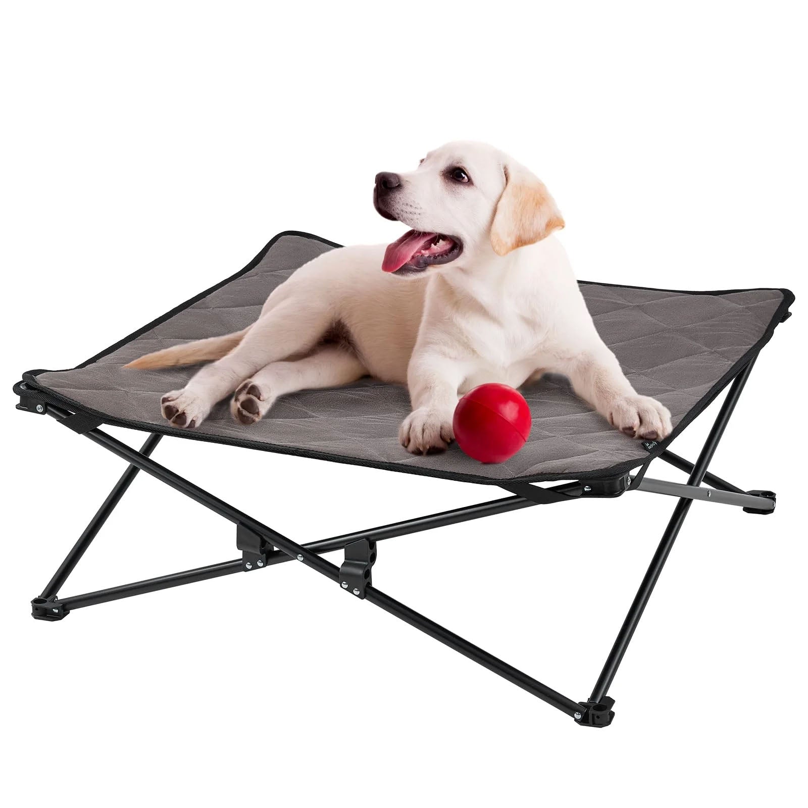 KINGCAMP Hundbett Hunde Liege Outdoor Matte Faltbar Erhöht Waschbar Mesh 77x77cm